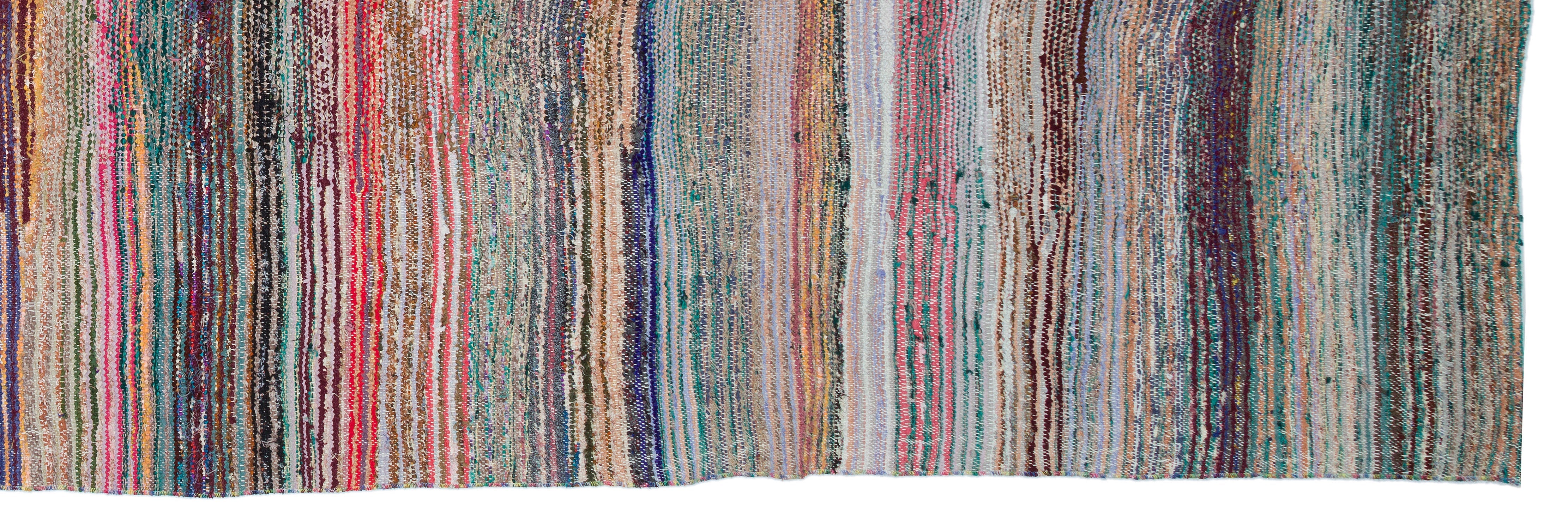 Girit Beige Striped Wool Handmade Area Rug 6'1" x 9'1"