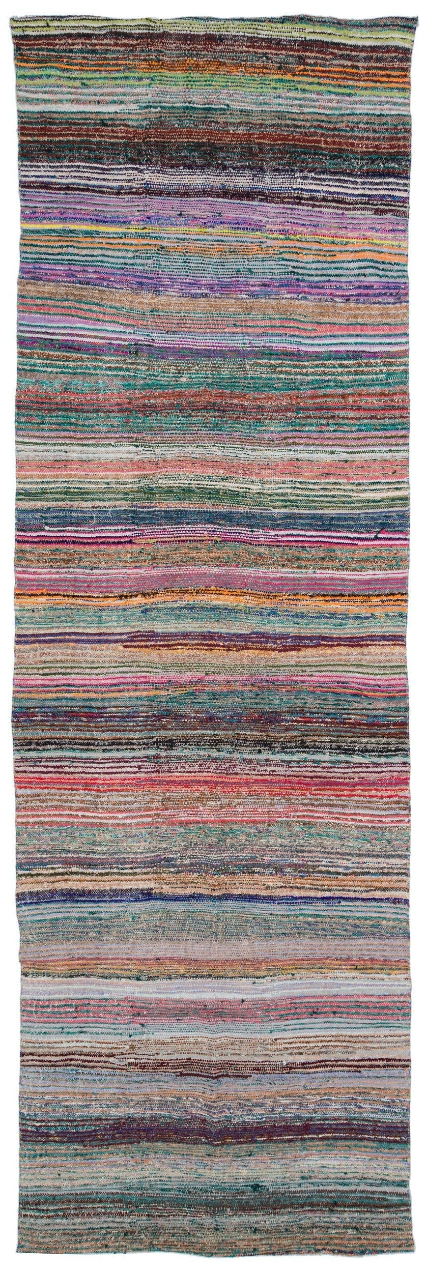 Girit Beige Striped Wool Handmade Area Rug 6'1" x 9'1"