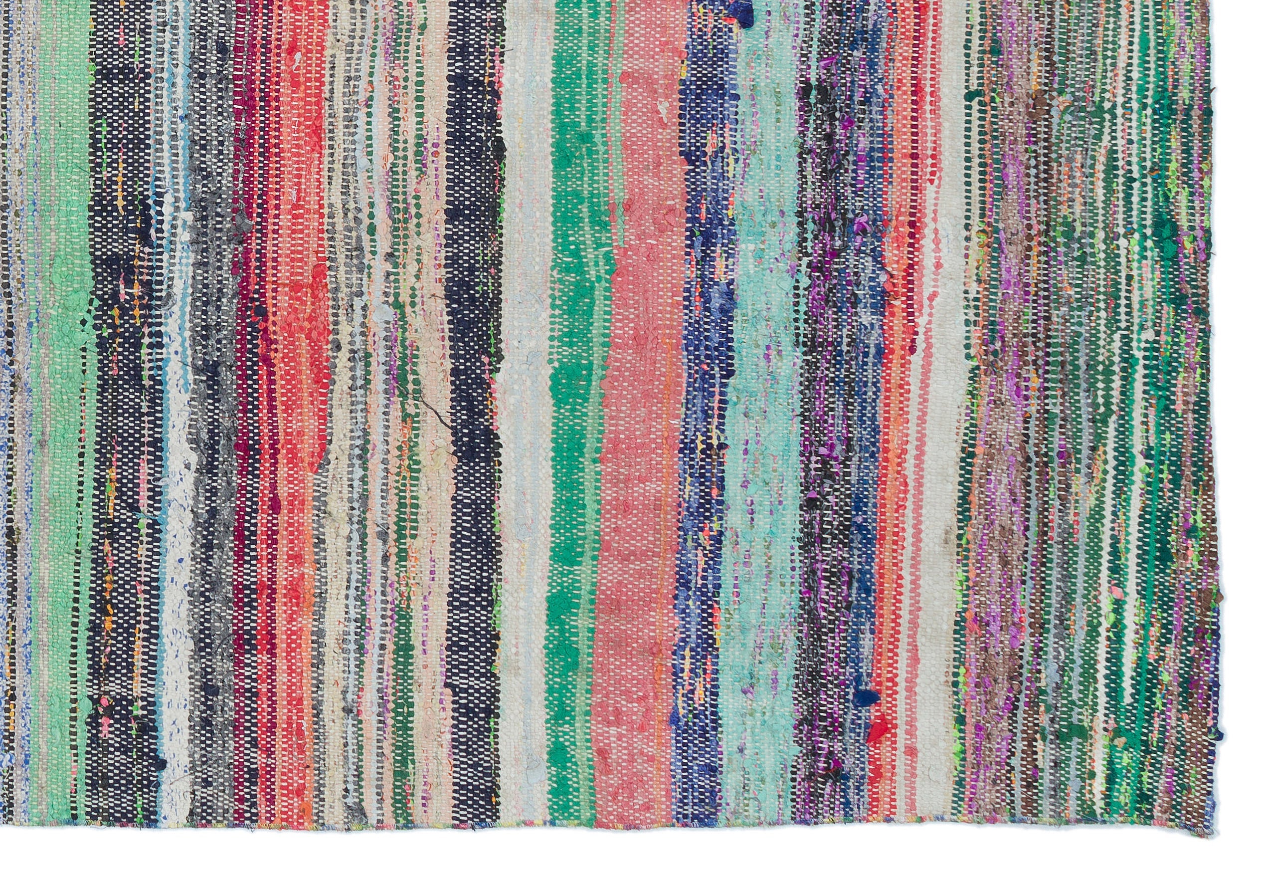 Girit Beige Striped Wool Handmade Area Rug 5'1" x 7'7"