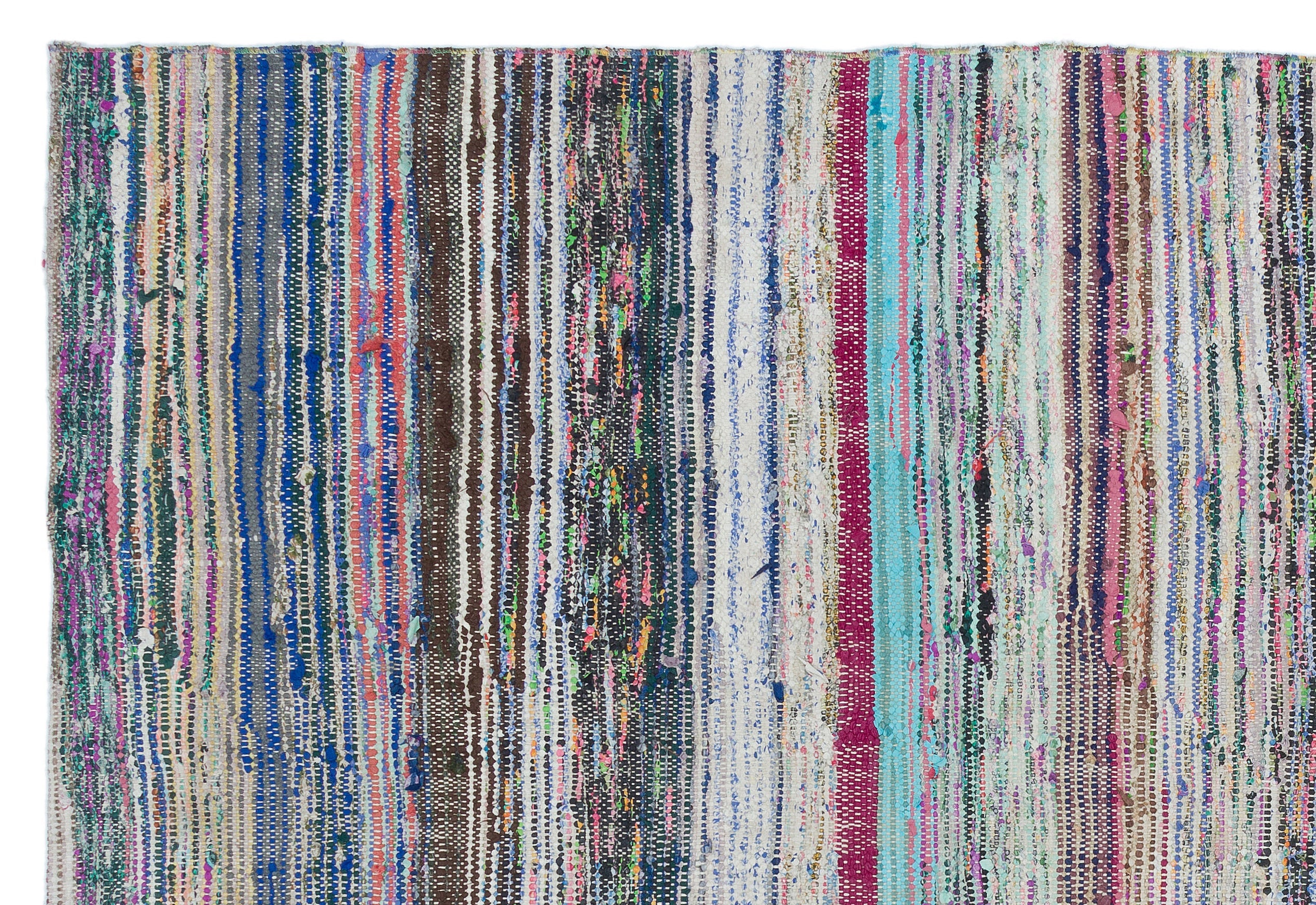 Girit Beige Striped Wool Handmade Area Rug 5'1" x 7'7"