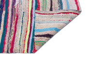 Girit Beige Striped Wool Handmade Area Rug 5'11" x 8'8"
