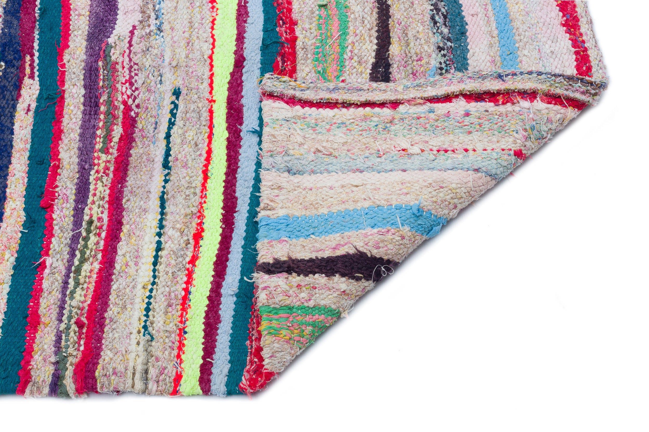 Girit Beige Striped Wool Handmade Area Rug 5'11" x 8'8"