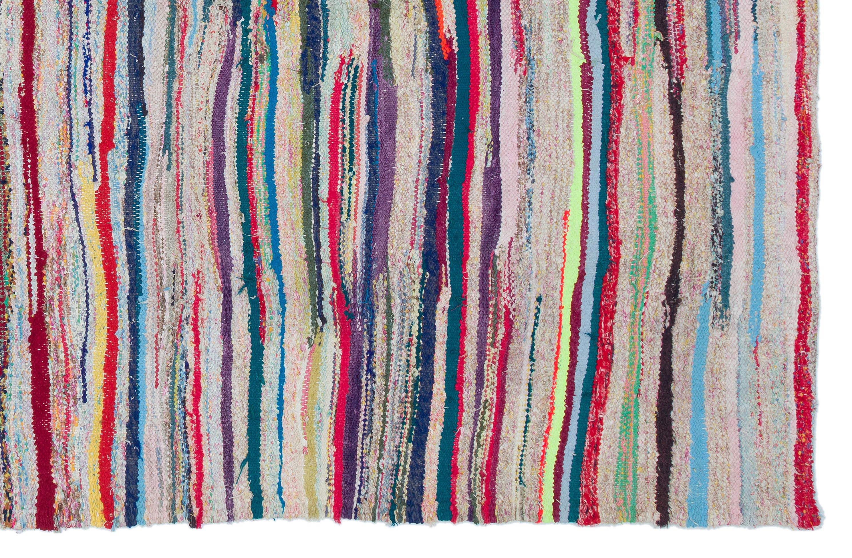 Girit Beige Striped Wool Handmade Area Rug 5'11" x 8'8"