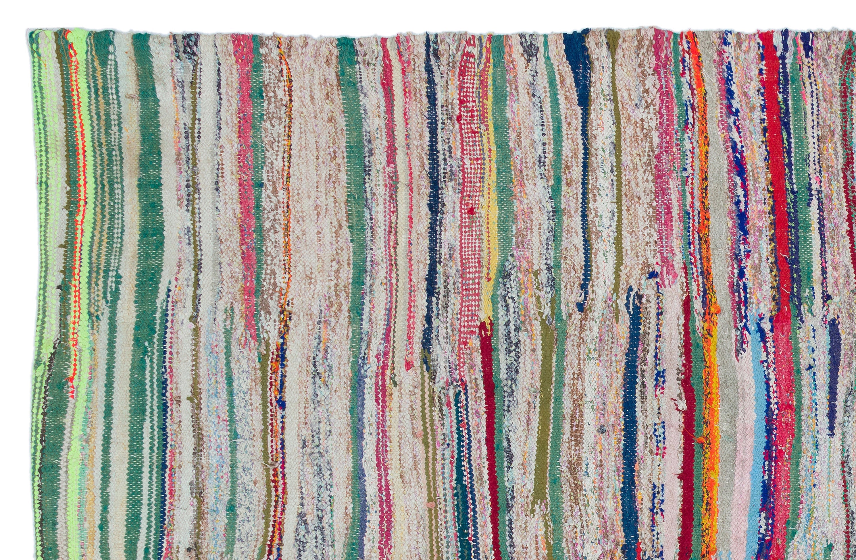 Girit Beige Striped Wool Handmade Area Rug 5'11" x 8'8"
