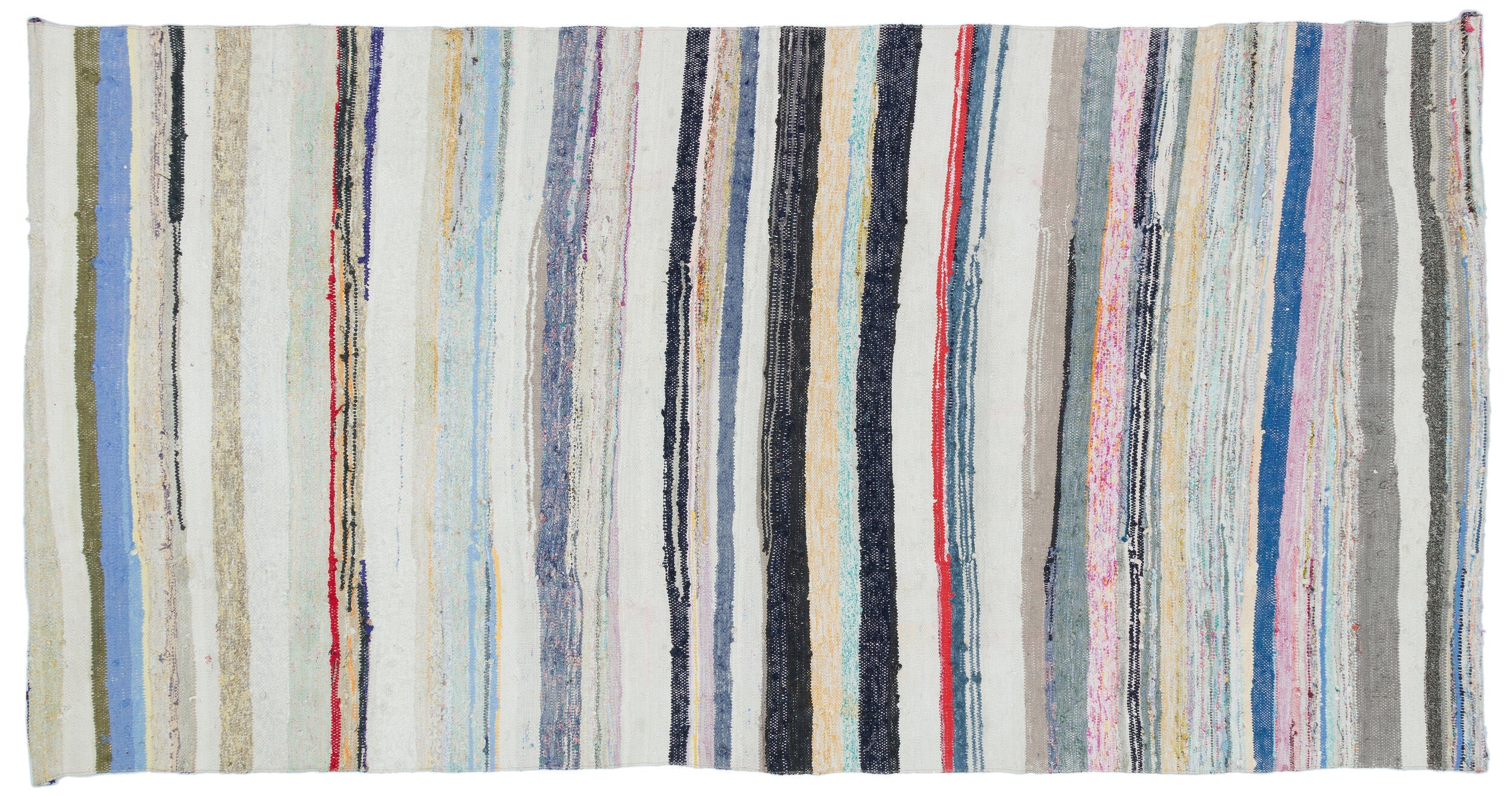 Girit Beige Striped Wool Handmade Area Rug 5'3" x 10'0"