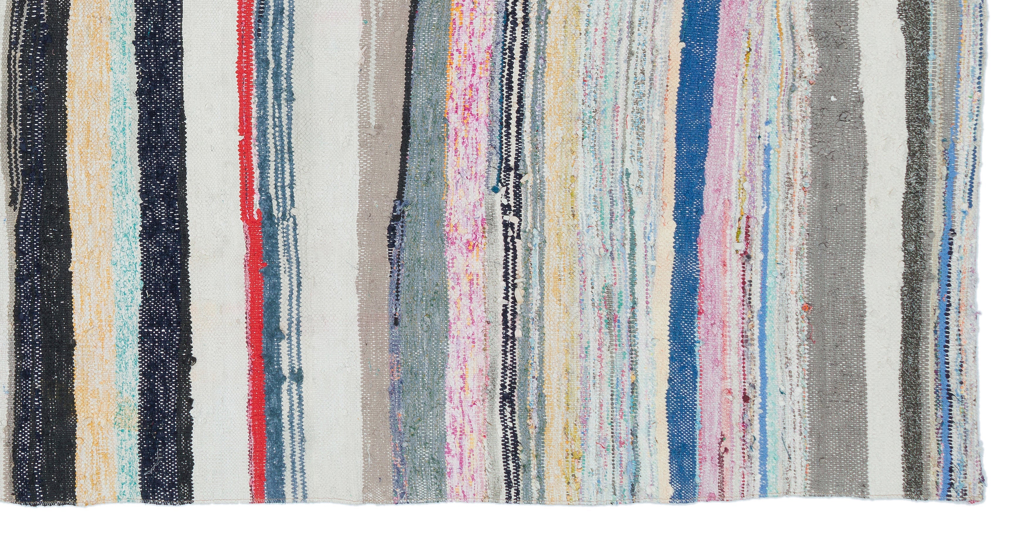 Girit Beige Striped Wool Handmade Area Rug 5'3" x 10'0"