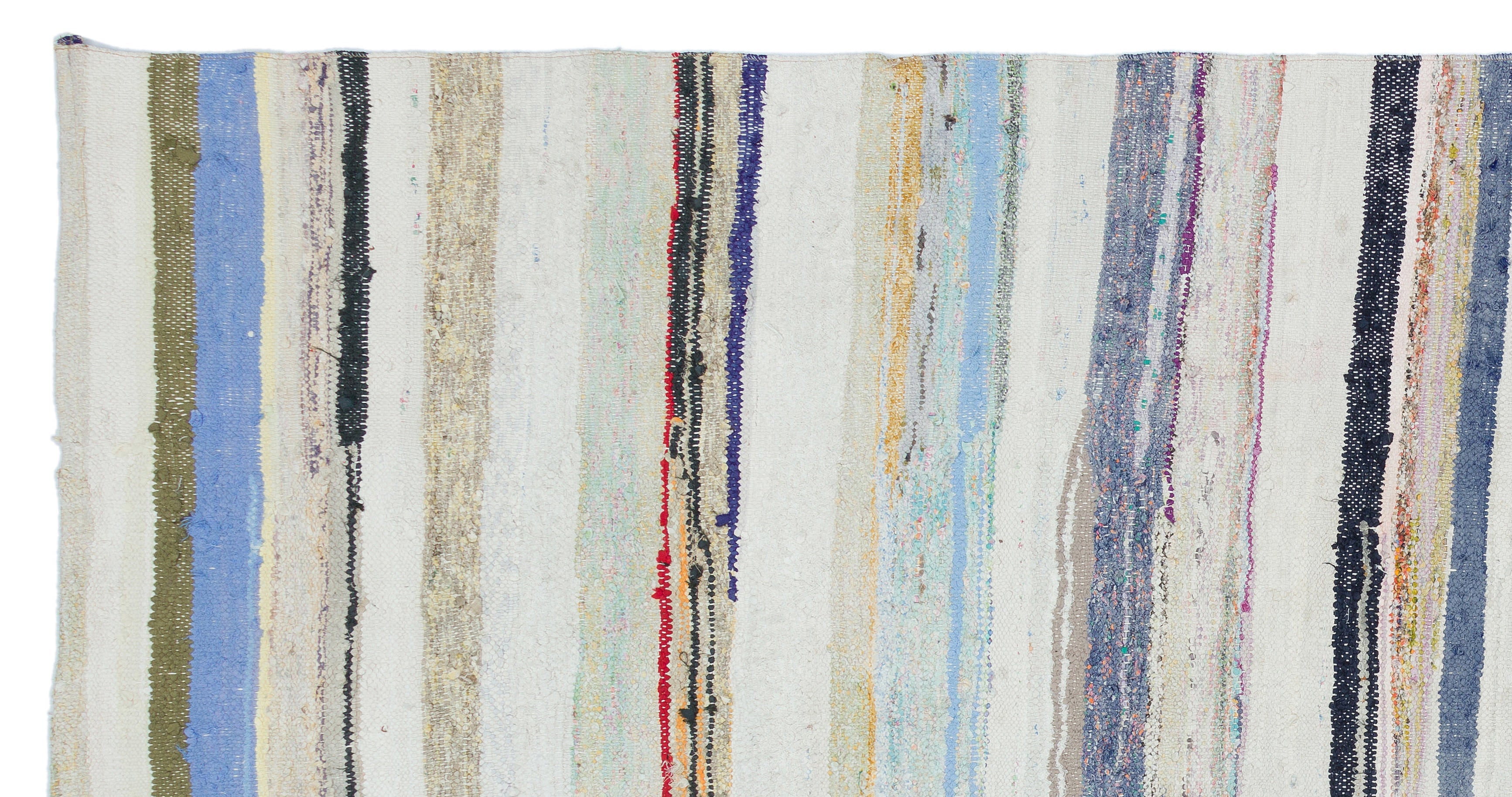 Girit Beige Striped Wool Handmade Area Rug 5'3" x 10'0"