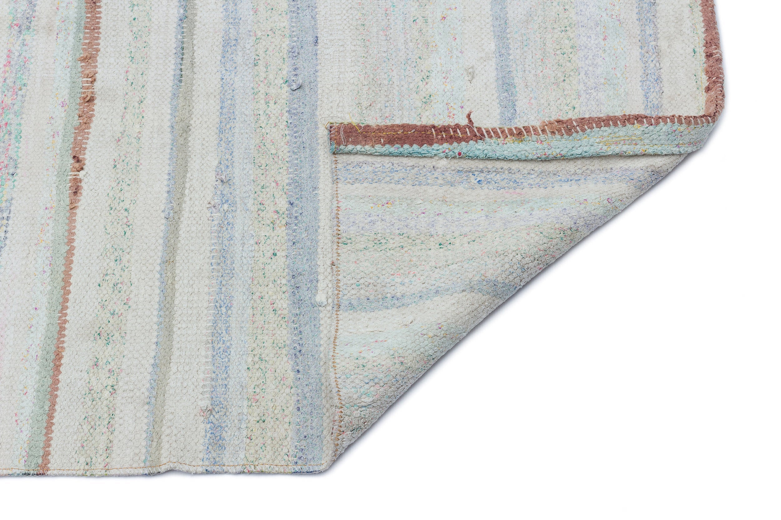 Girit Beige Striped Wool Handmade Area Rug 3'2" x 10'1"