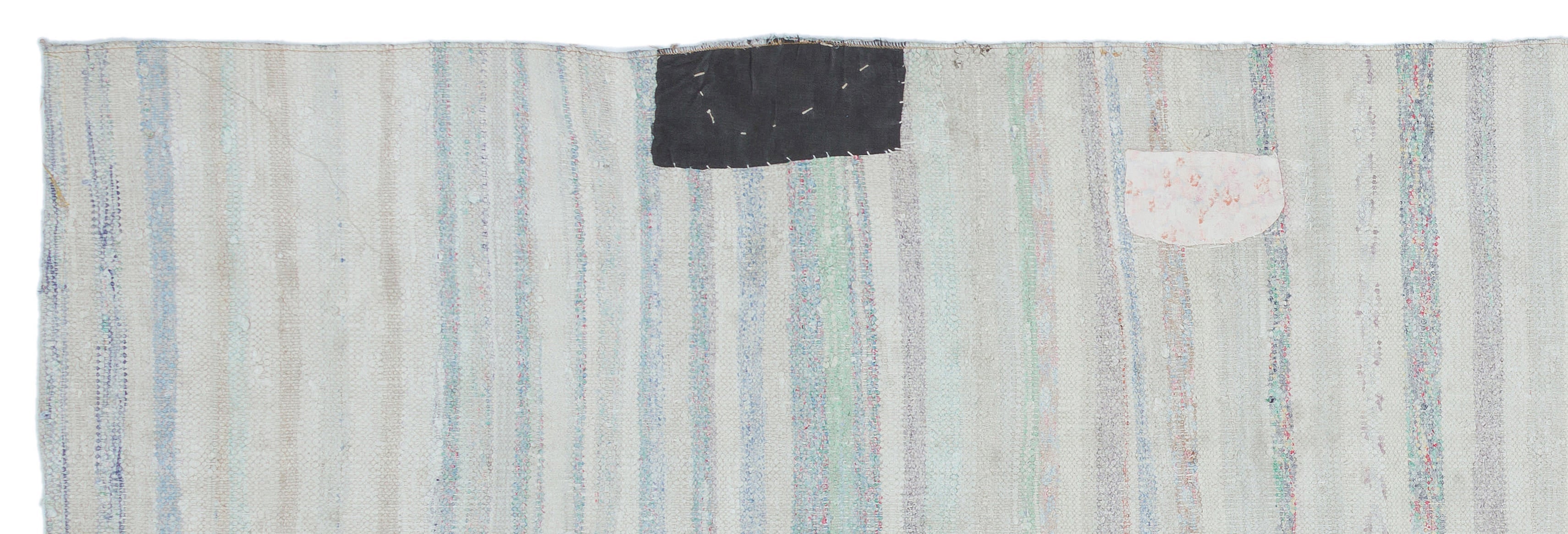 Girit Beige Striped Wool Handmade Area Rug 3'2" x 10'1"