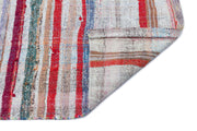 Girit Beige Striped Wool Handmade Area Rug 3'4" x 8'10"