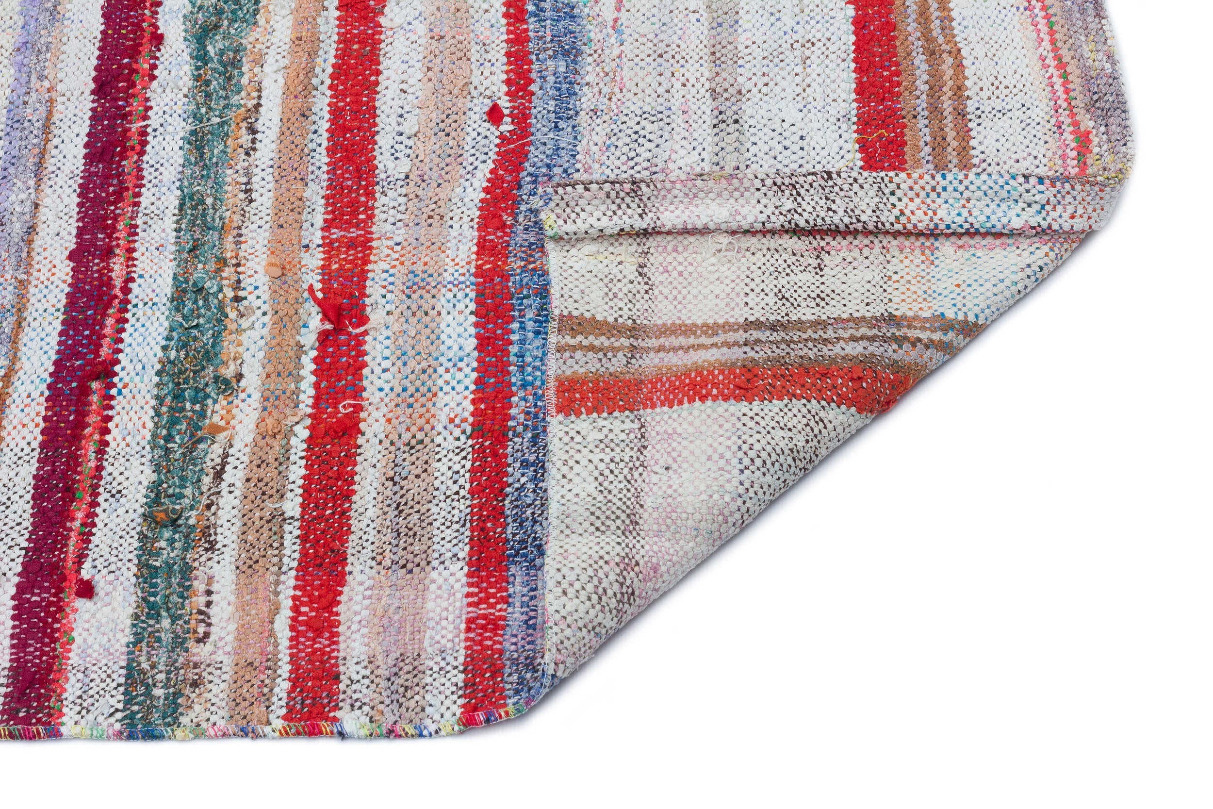Girit Beige Striped Wool Handmade Area Rug 3'4" x 8'10"