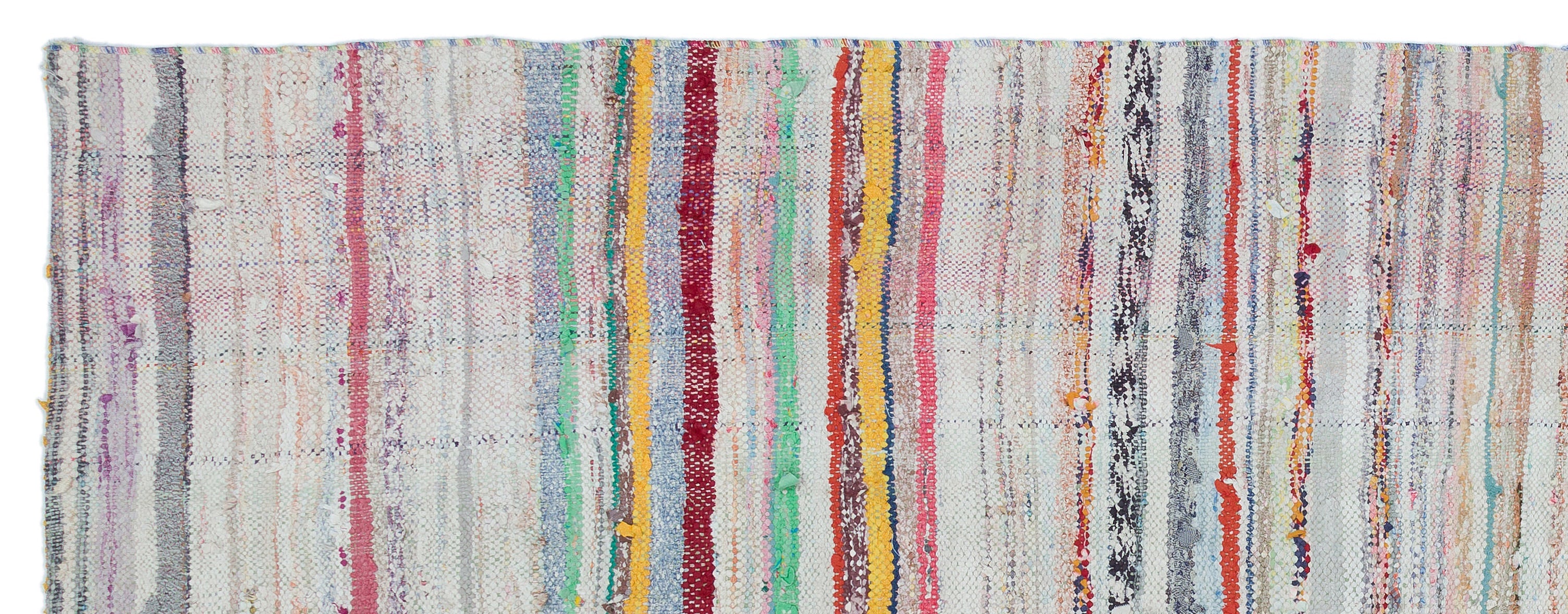 Girit Beige Striped Wool Handmade Area Rug 3'4" x 8'10"