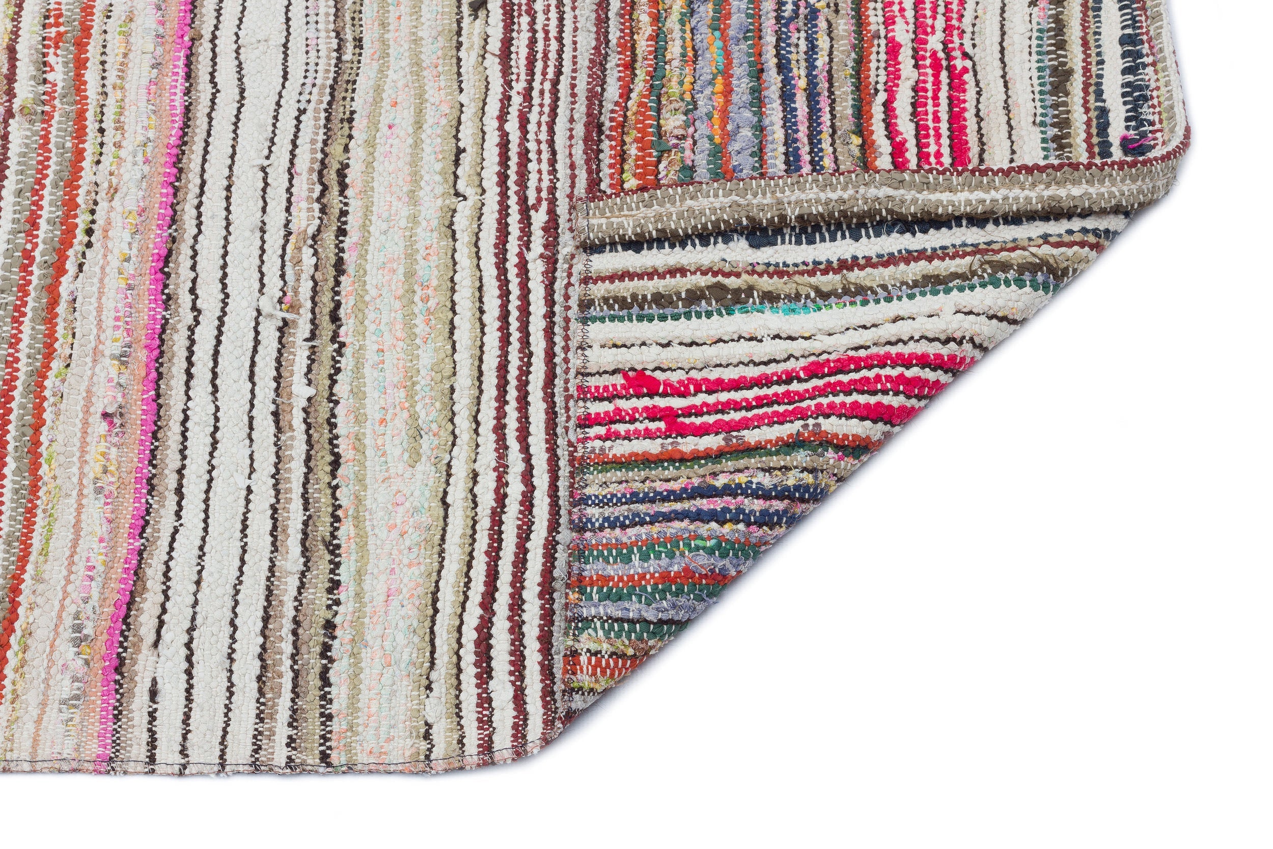 Girit Beige Striped Wool Handmade Area Rug 2'2" x 10'0"