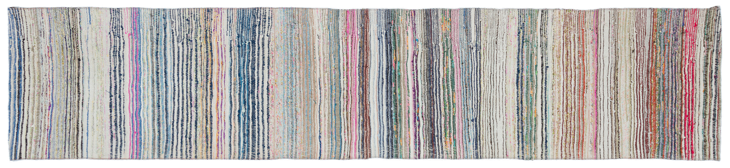 Girit Beige Striped Wool Handmade Area Rug 2'2" x 10'0"