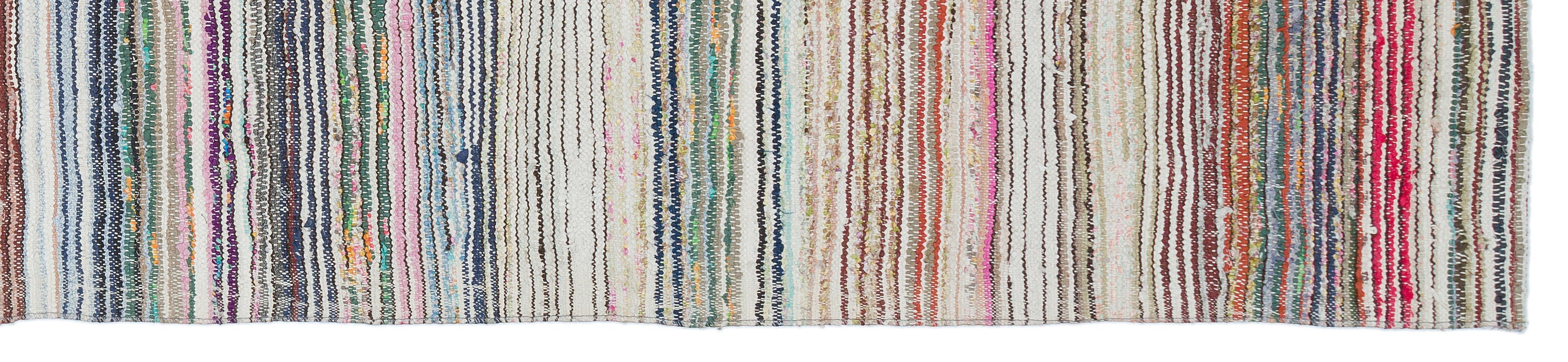 Girit Beige Striped Wool Handmade Area Rug 2'2" x 10'0"