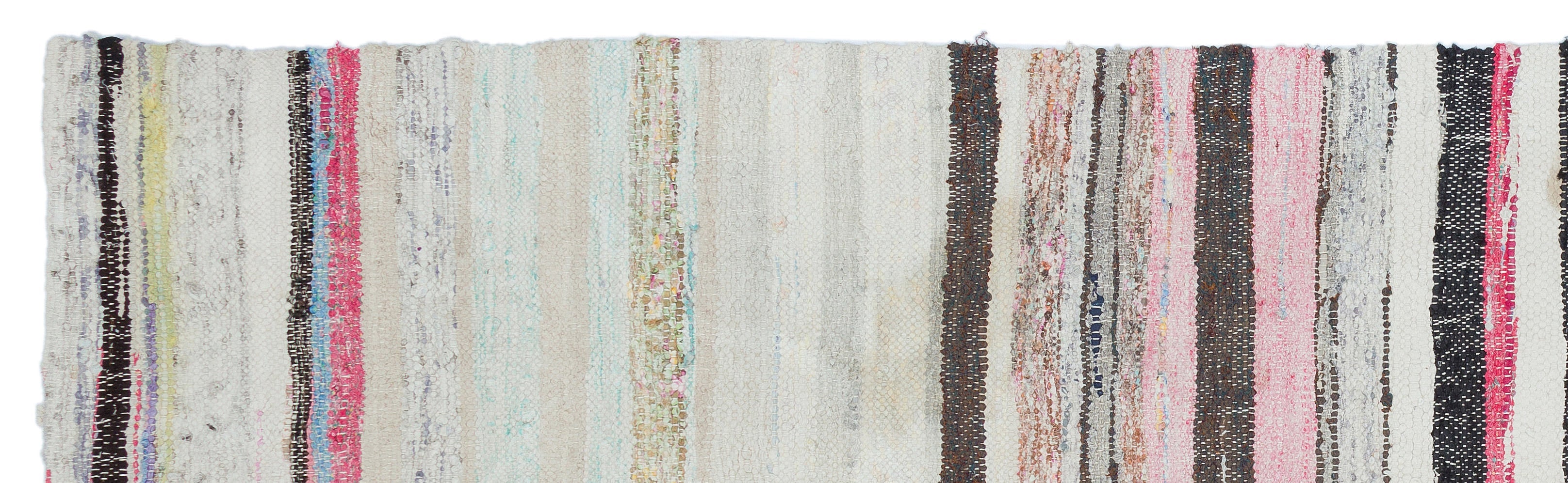Girit Beige Striped Wool Handmade Area Rug 2'8" x 9'6"