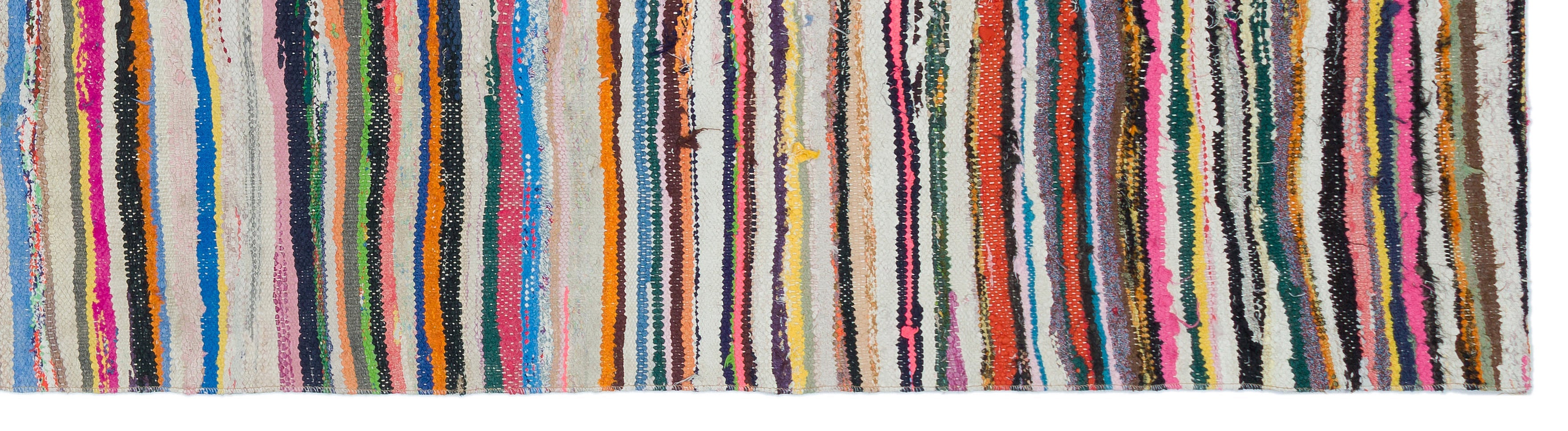 Girit Beige Striped Wool Handmade Area Rug 2'8" x 10'5"