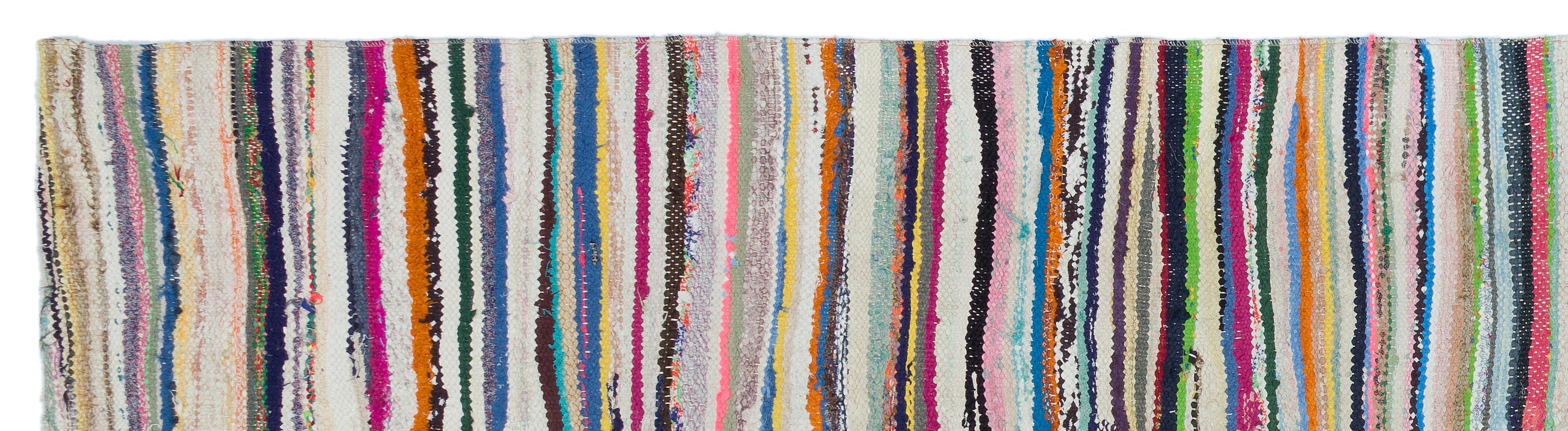 Girit Beige Striped Wool Handmade Area Rug 2'8" x 10'5"