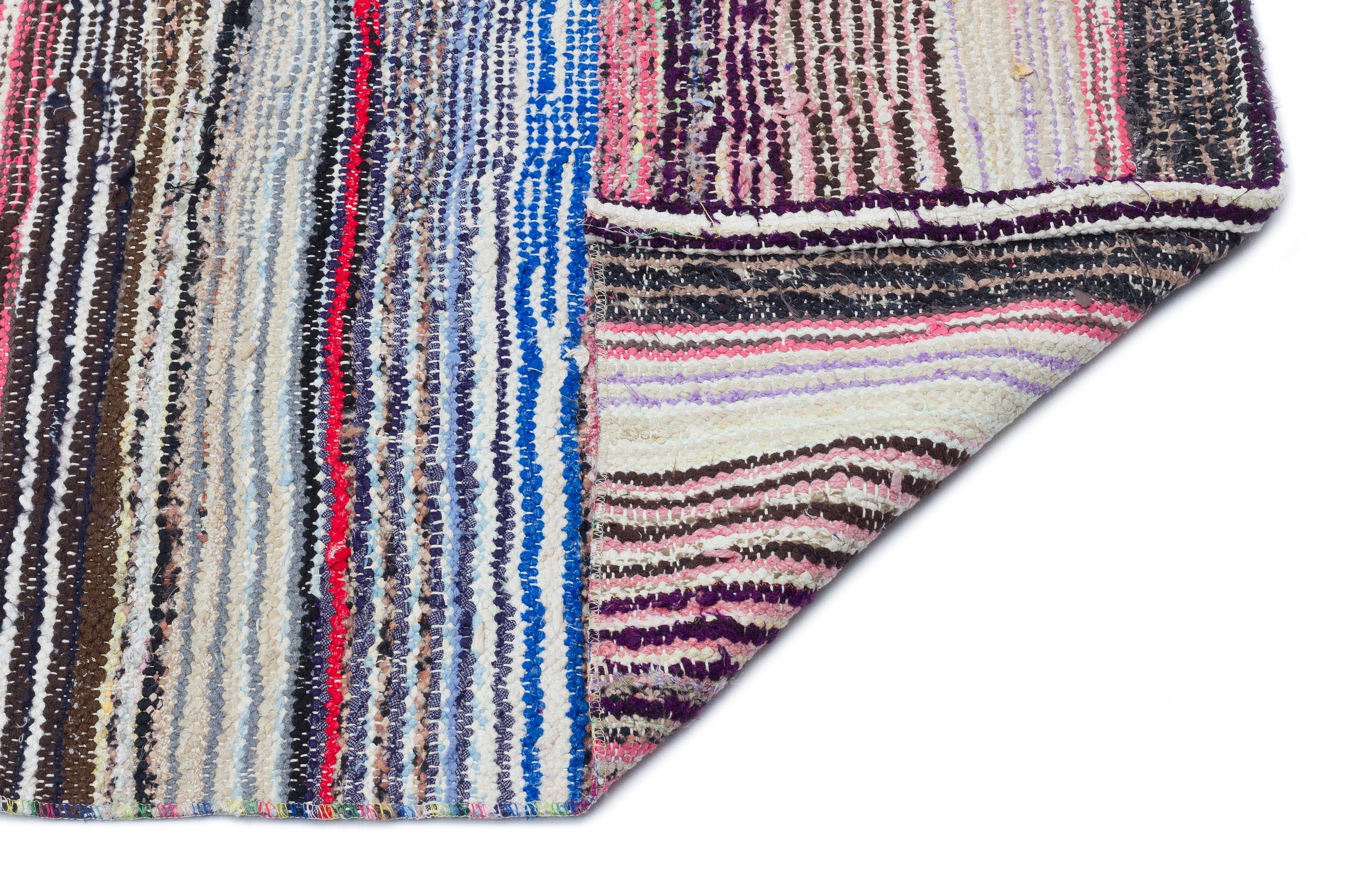 Girit Beige Striped Wool Handmade Area Rug 4'0" x 8'5"