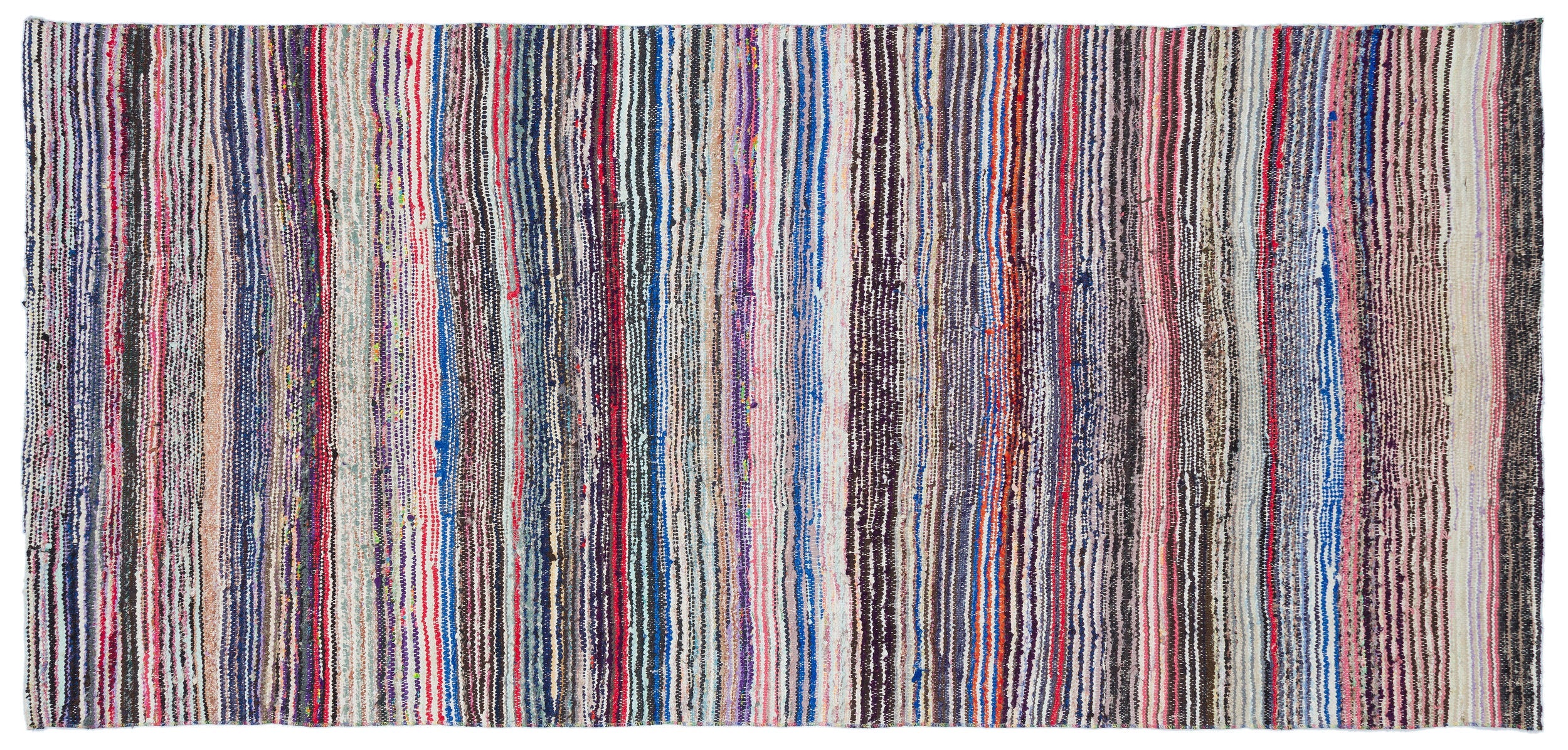 Girit Beige Striped Wool Handmade Area Rug 4'0" x 8'5"