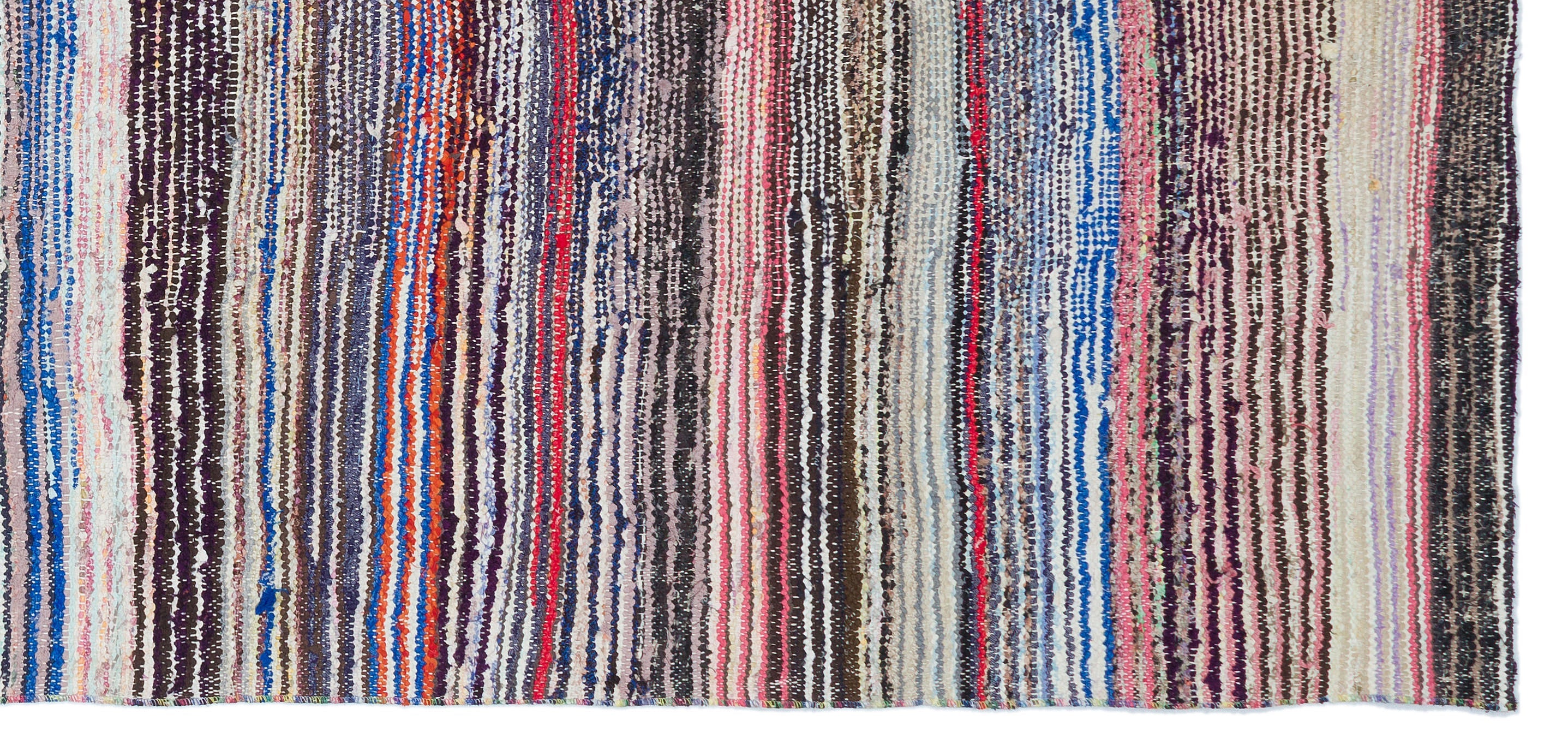 Girit Beige Striped Wool Handmade Area Rug 4'0" x 8'5"
