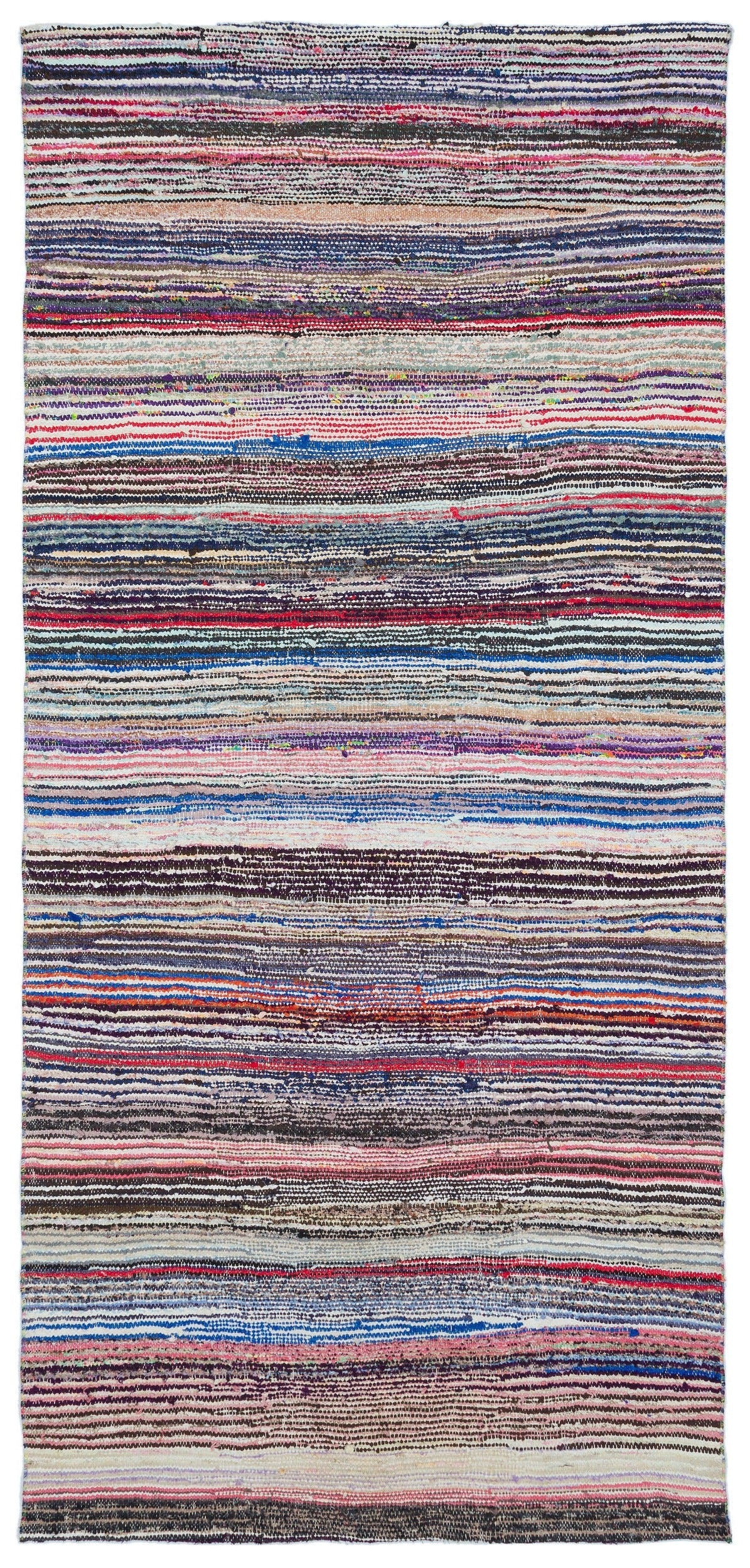 Girit Beige Striped Wool Handmade Area Rug 4'0" x 8'5"