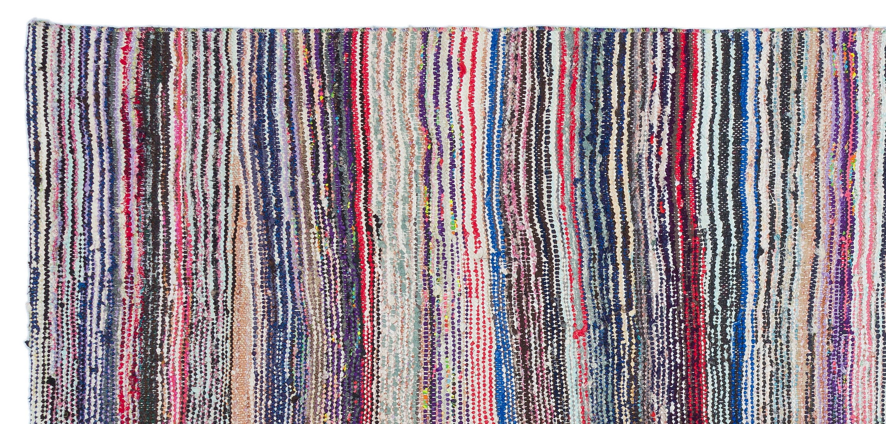 Girit Beige Striped Wool Handmade Area Rug 4'0" x 8'5"