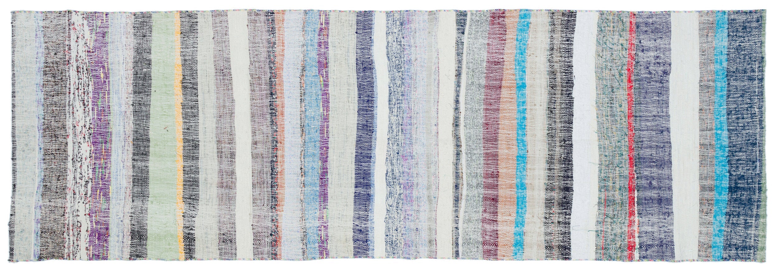 Girit Beige Striped Wool Handmade Area Rug 3'3" x 9'11"