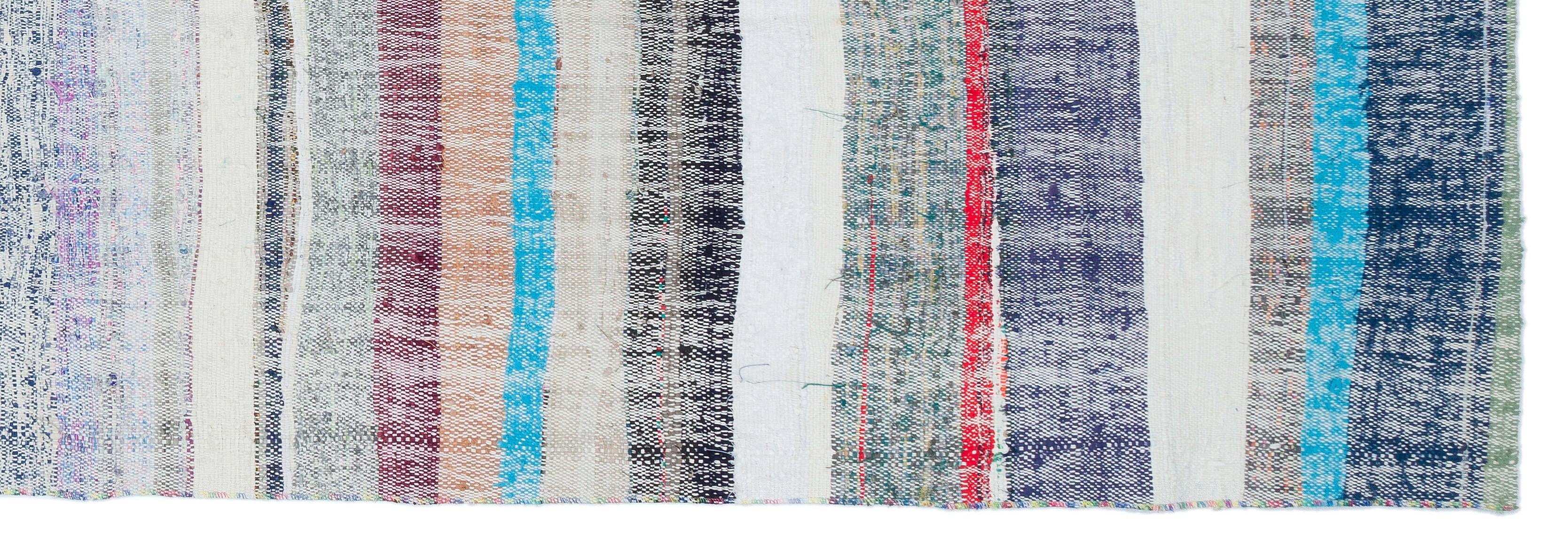 Girit Beige Striped Wool Handmade Area Rug 3'3" x 9'11"