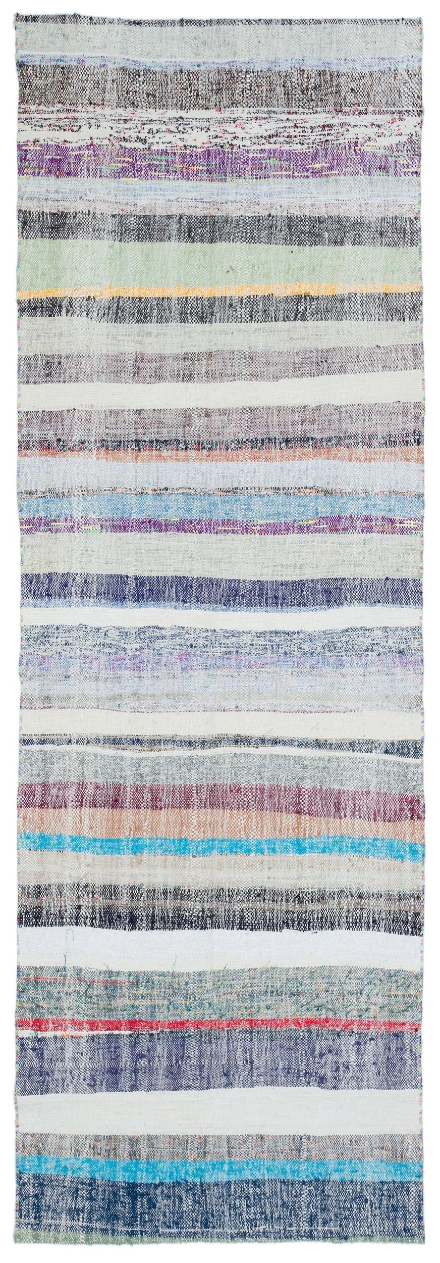 Girit Beige Striped Wool Handmade Area Rug 3'3" x 9'11"