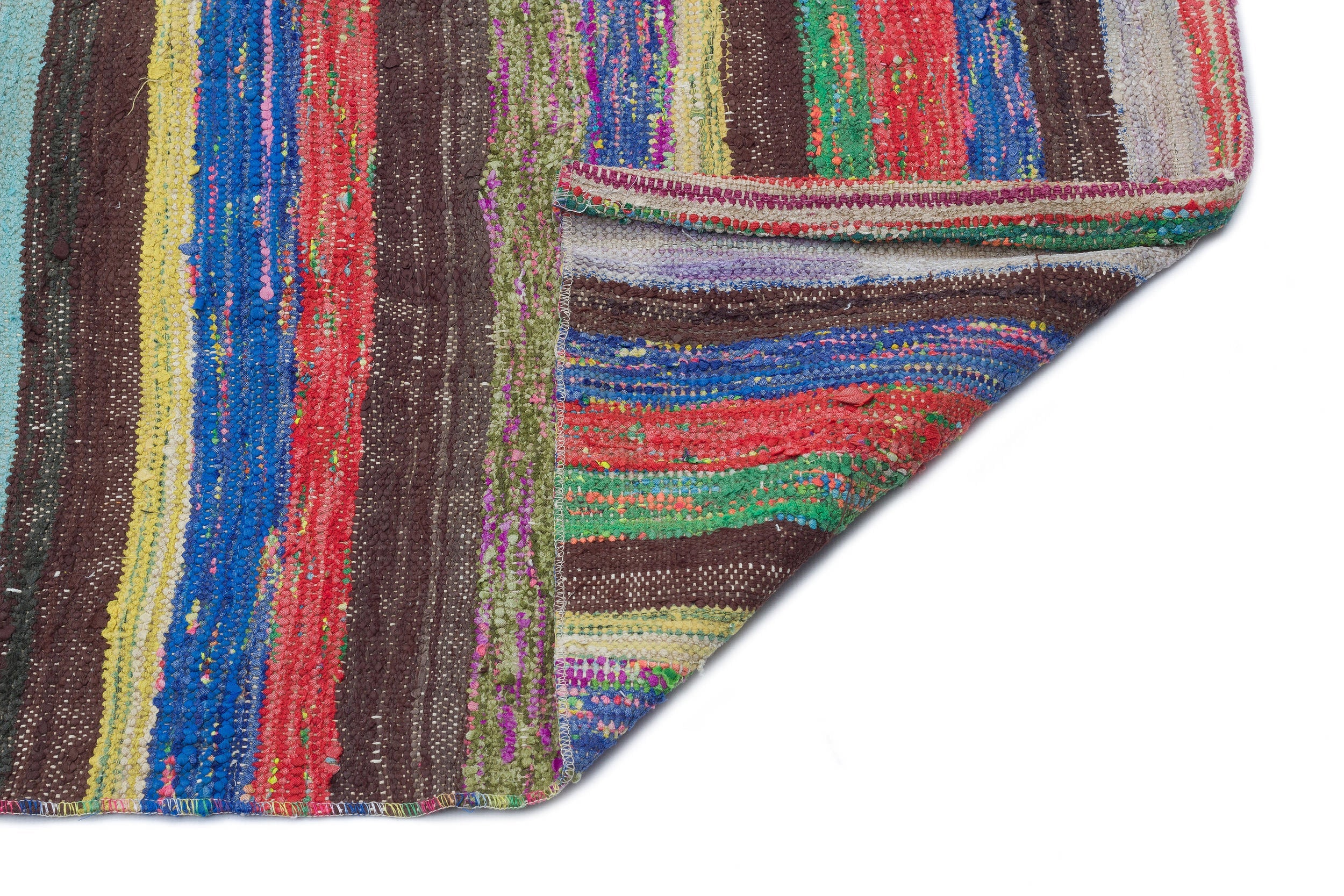 Girit Beige Striped Wool Handmade Area Rug 5'3" x 9'7"