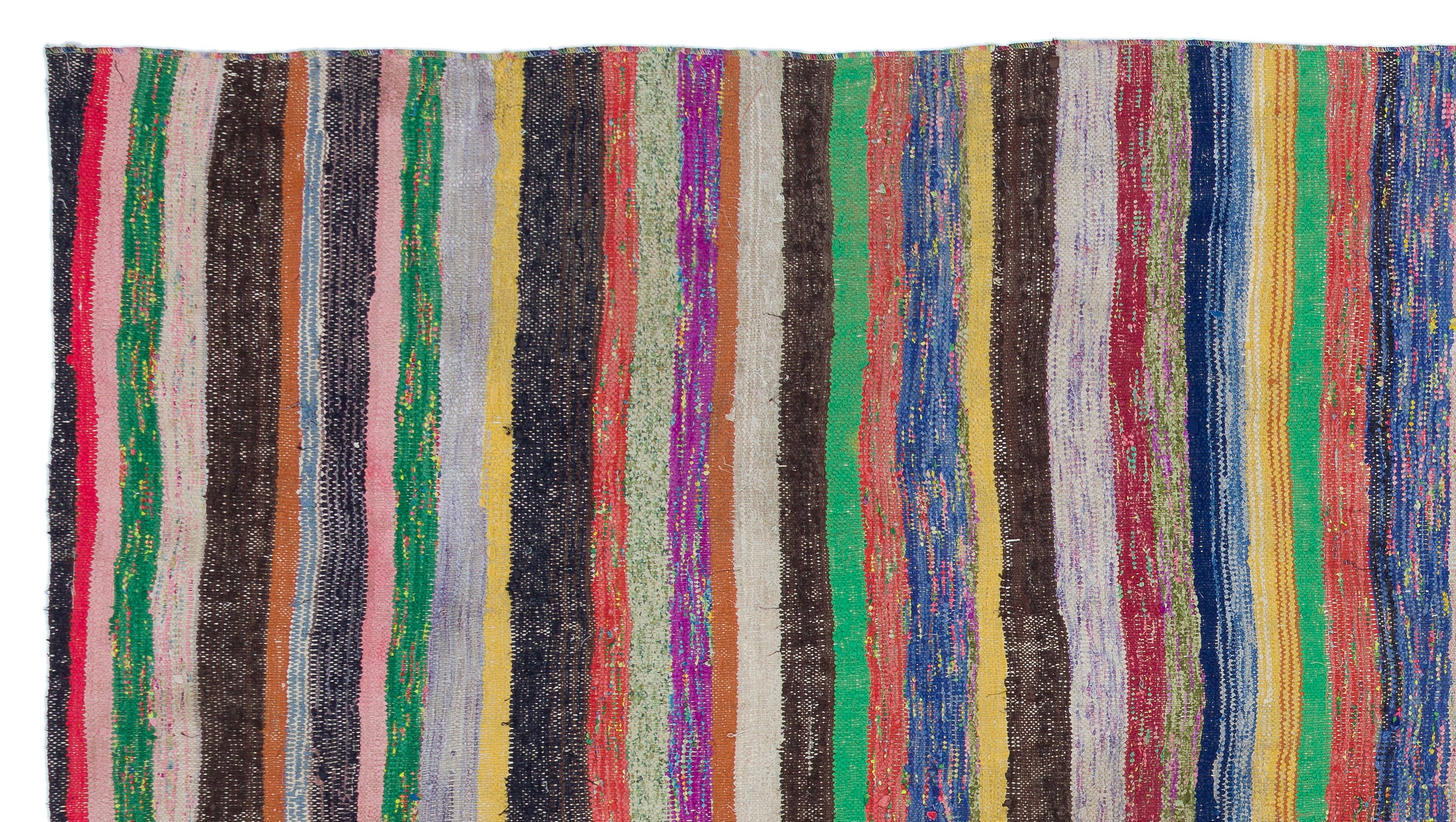 Girit Beige Striped Wool Handmade Area Rug 5'3" x 9'7"