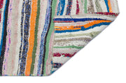 Girit Beige Striped Wool Handmade Area Rug 4'11" x 4'7"