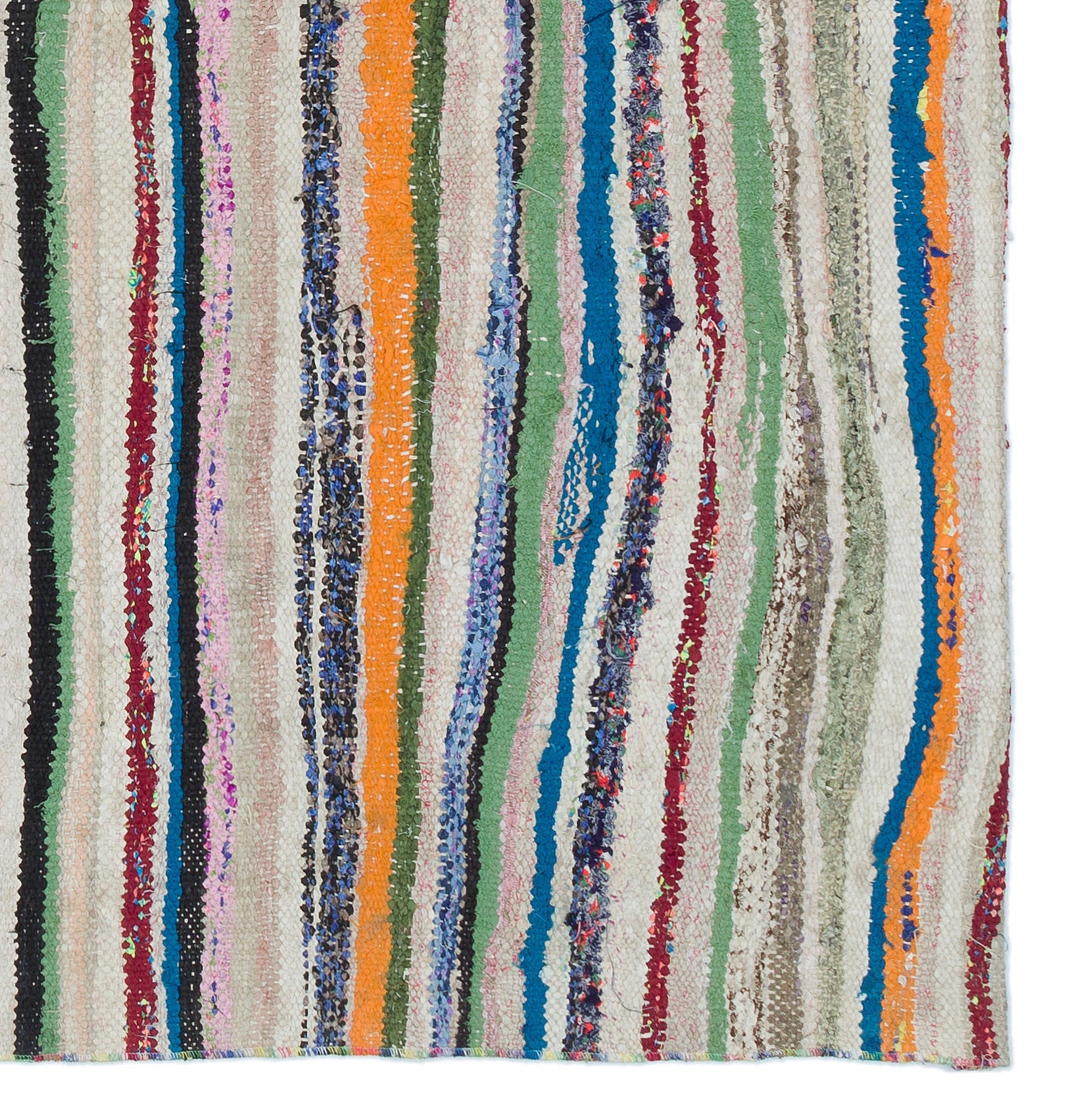 Girit Beige Striped Wool Handmade Area Rug 4'11" x 4'7"
