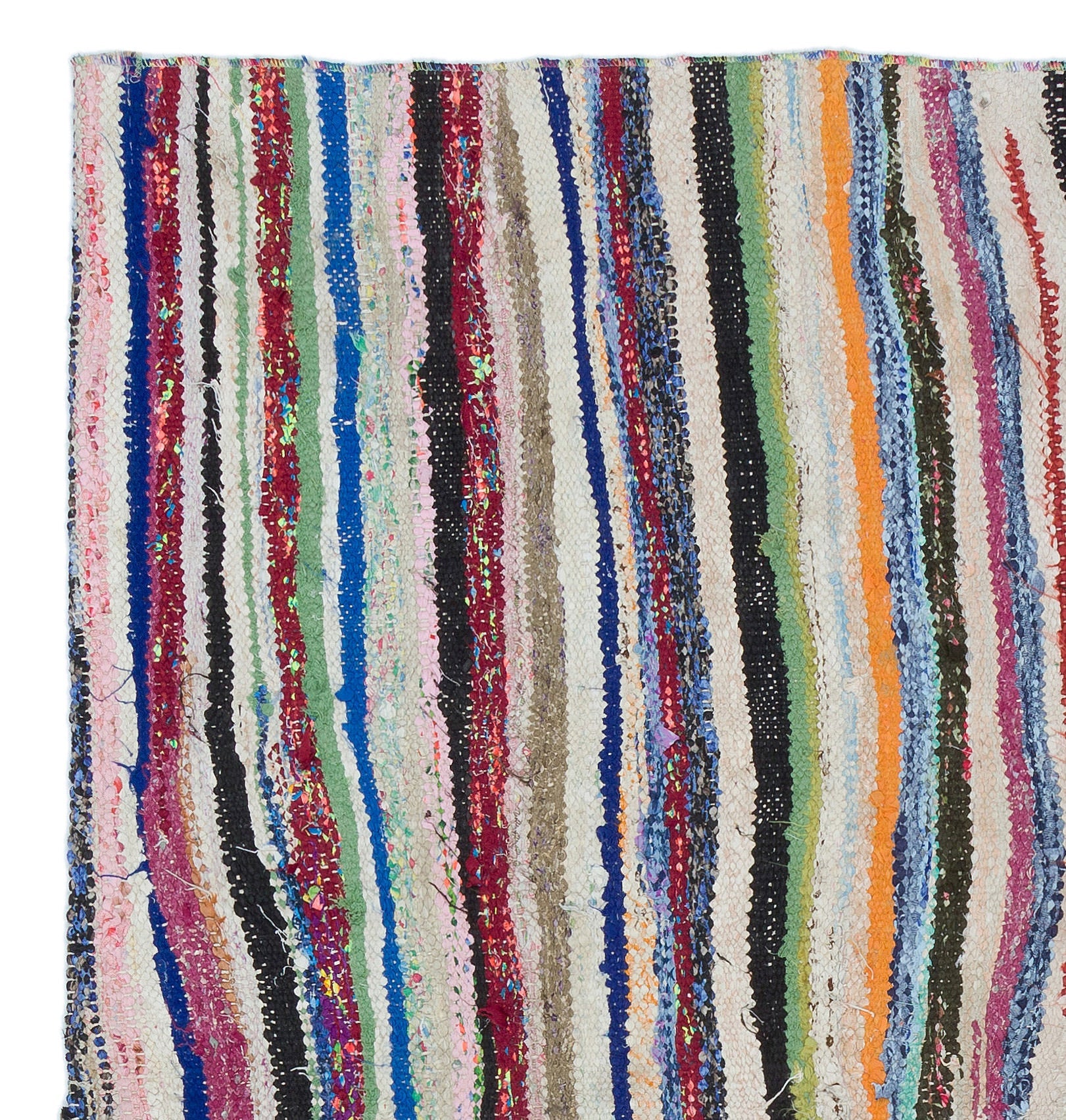 Girit Beige Striped Wool Handmade Area Rug 4'11" x 4'7"