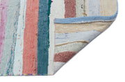 Girit Beige Striped Wool Handmade Area Rug 5'7" x 7'11"