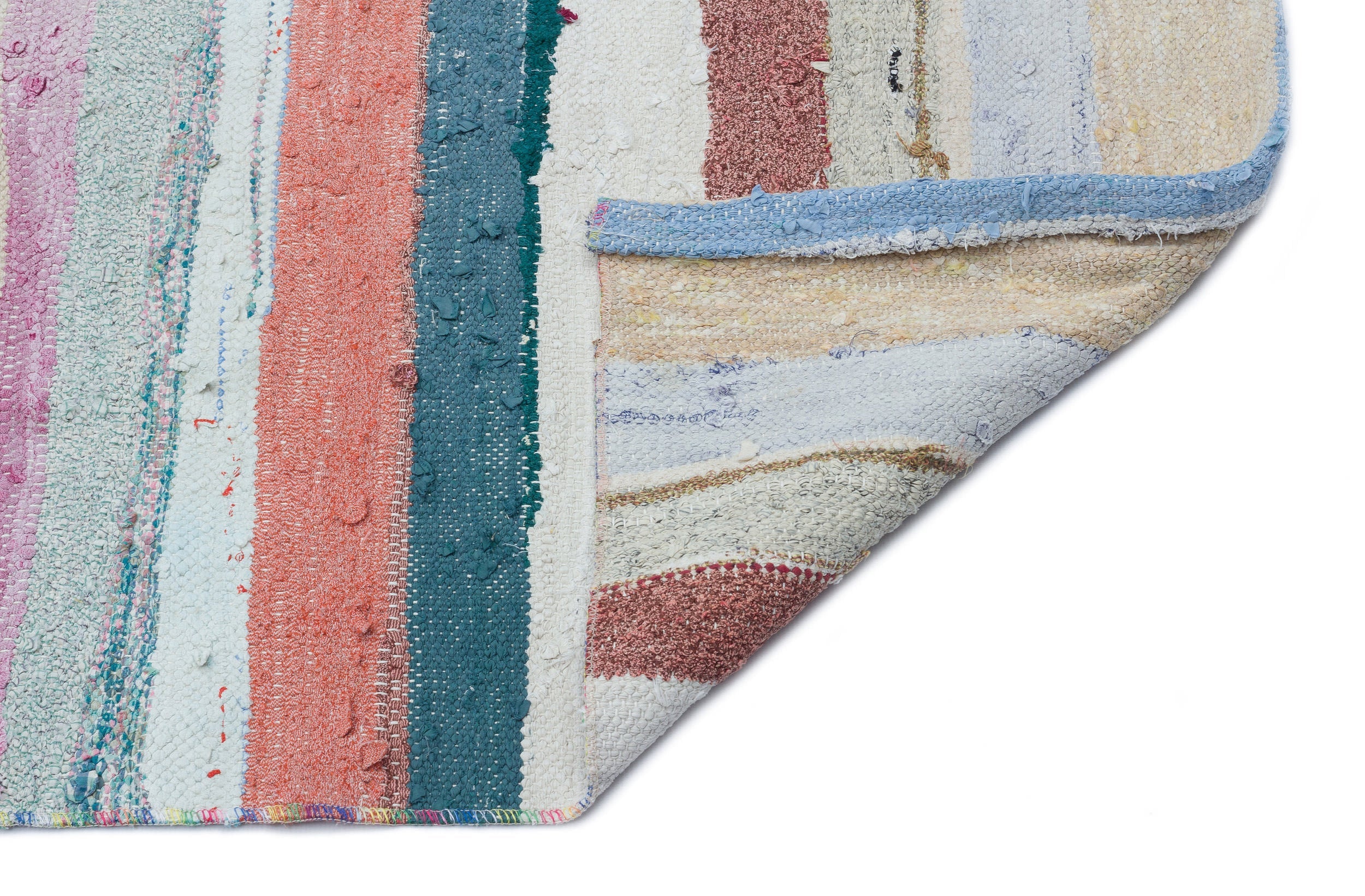 Girit Beige Striped Wool Handmade Area Rug 5'7" x 7'11"