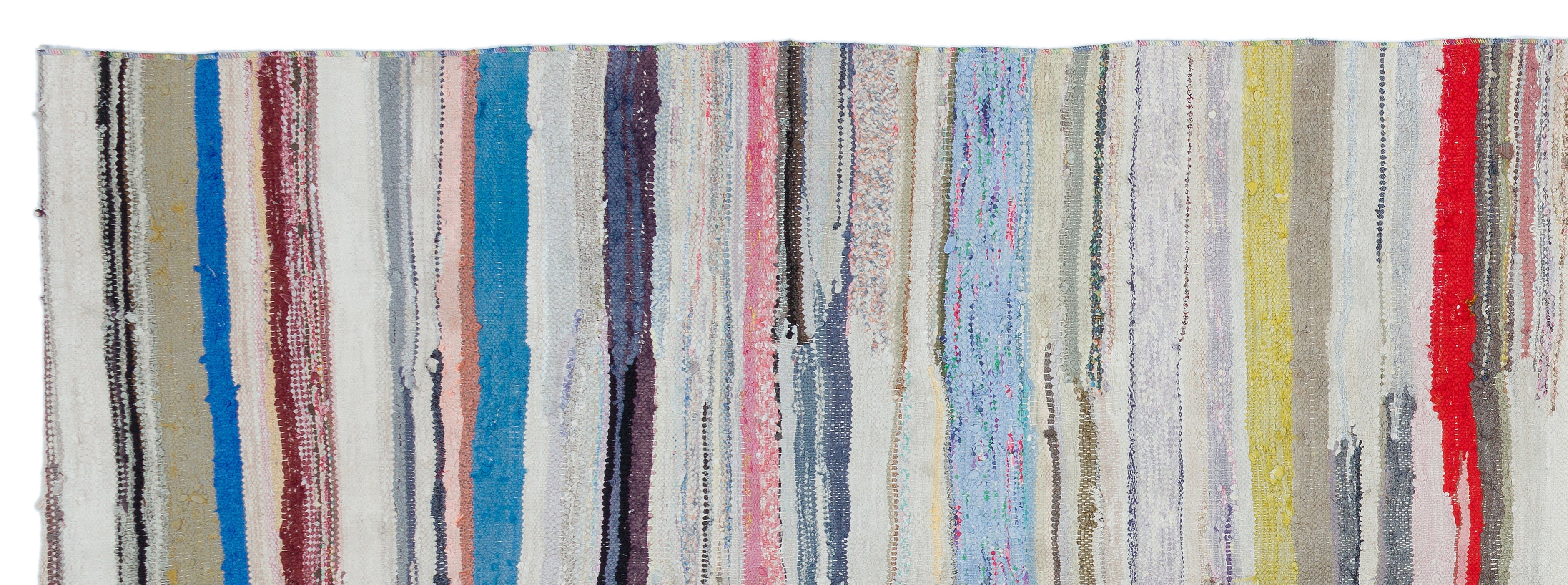 Girit Beige Striped Wool Handmade Area Rug 5'7" x 7'11"