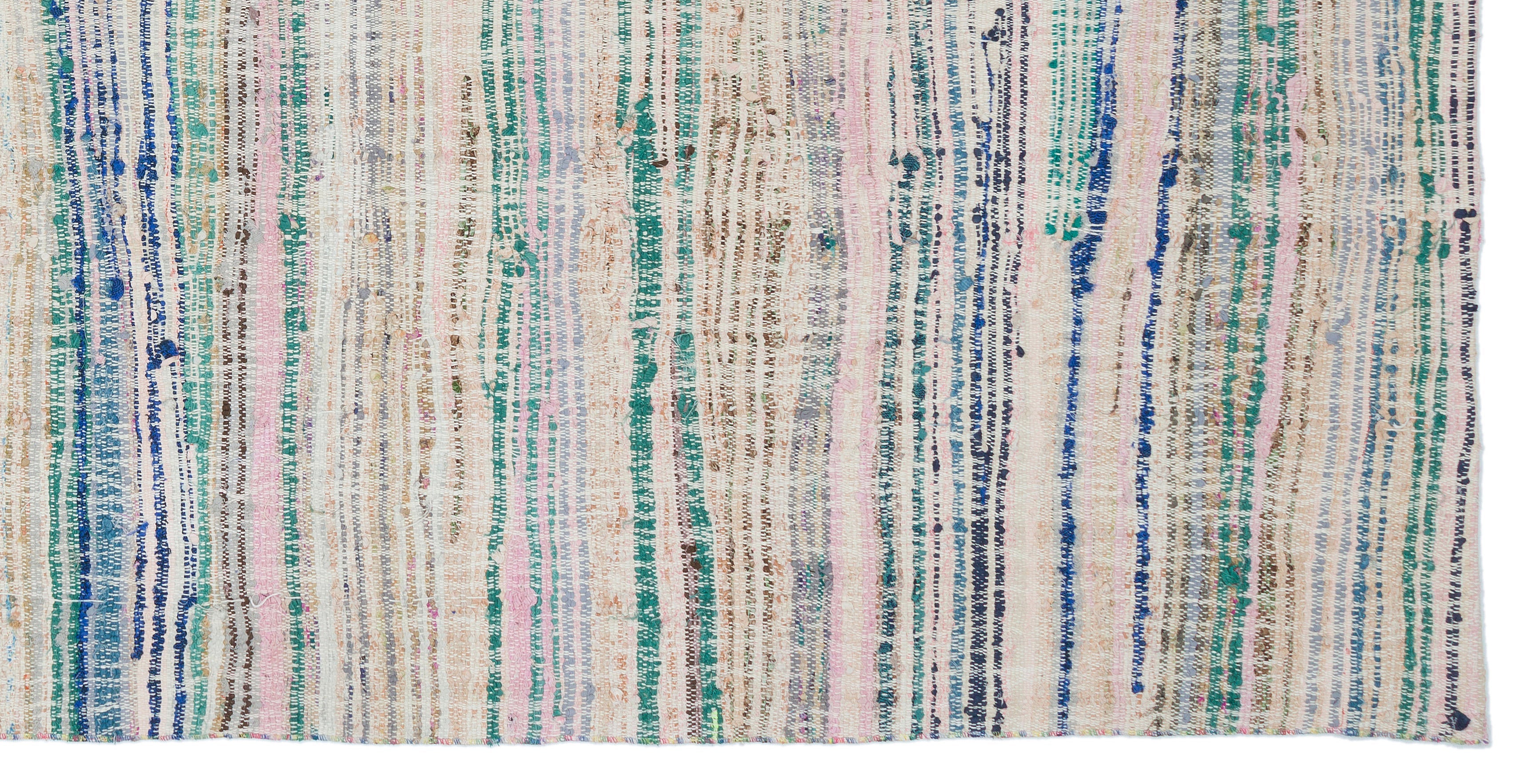 Girit Beige Striped Wool Handmade Area Rug 5'2" x 10'0"