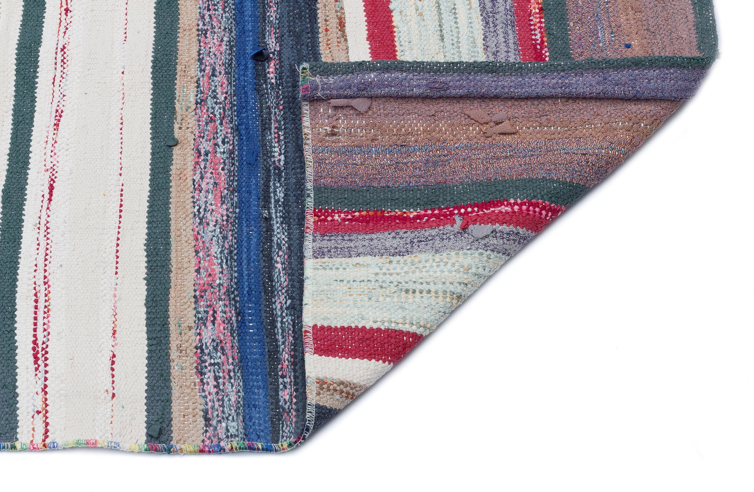 Girit Beige Striped Wool Handmade Area Rug 5'1" x 8'0"