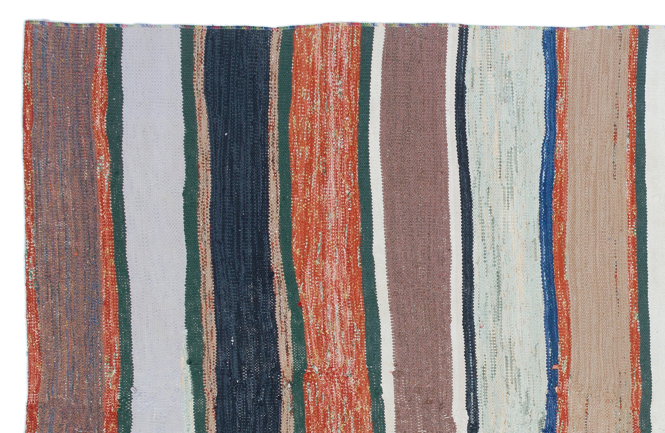 Girit Beige Striped Wool Handmade Area Rug 5'1" x 8'0"