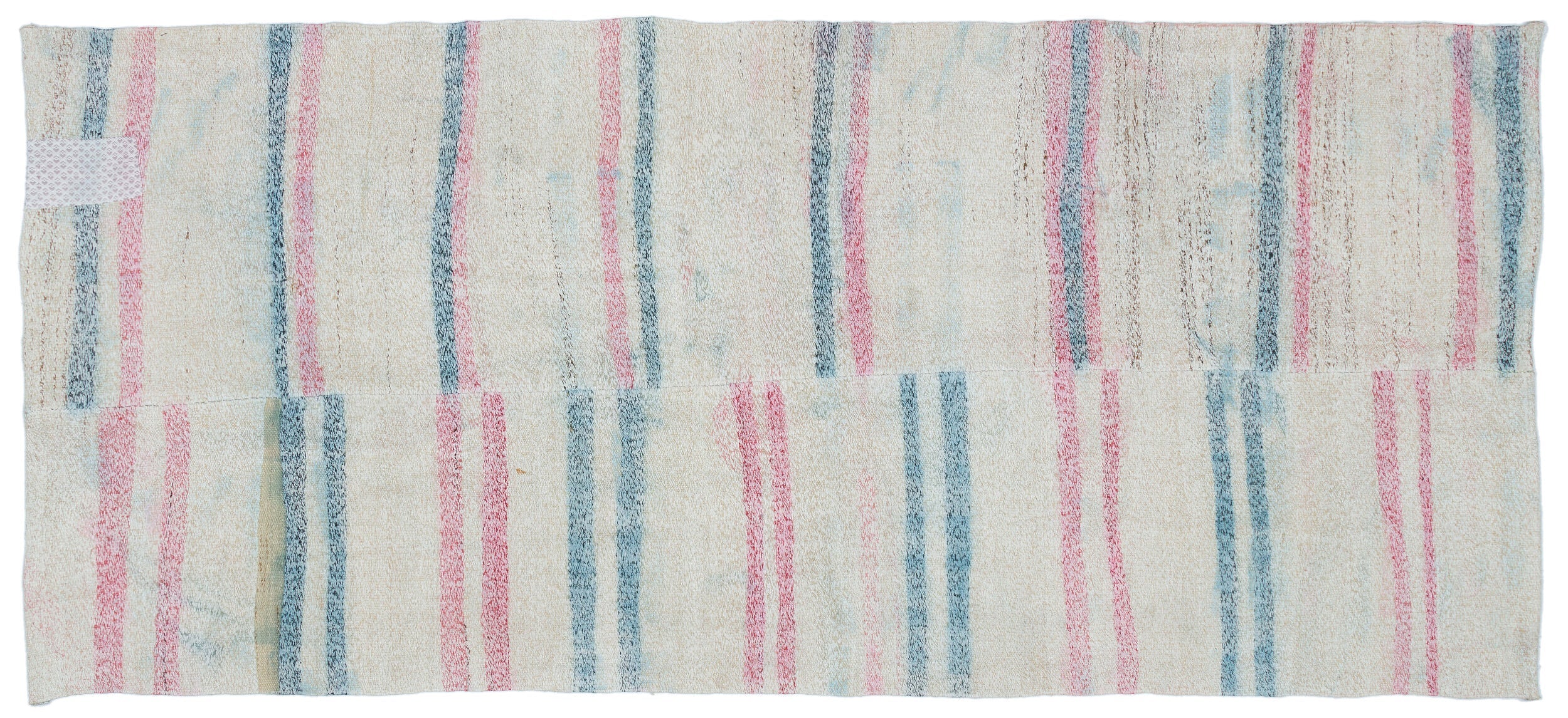 Girit Beige Striped Wool Handmade Area Rug 3'8" x 8'5"