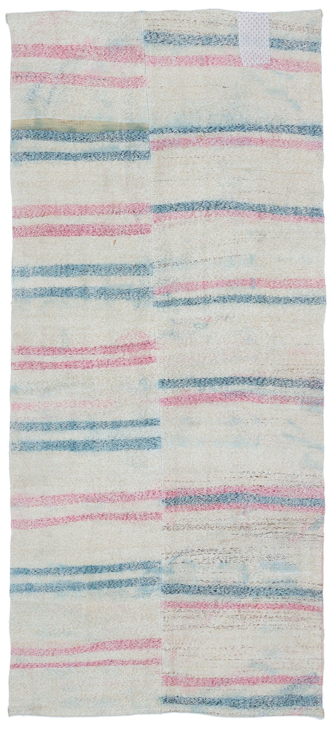 Girit Beige Striped Wool Handmade Area Rug 3'8" x 8'5"