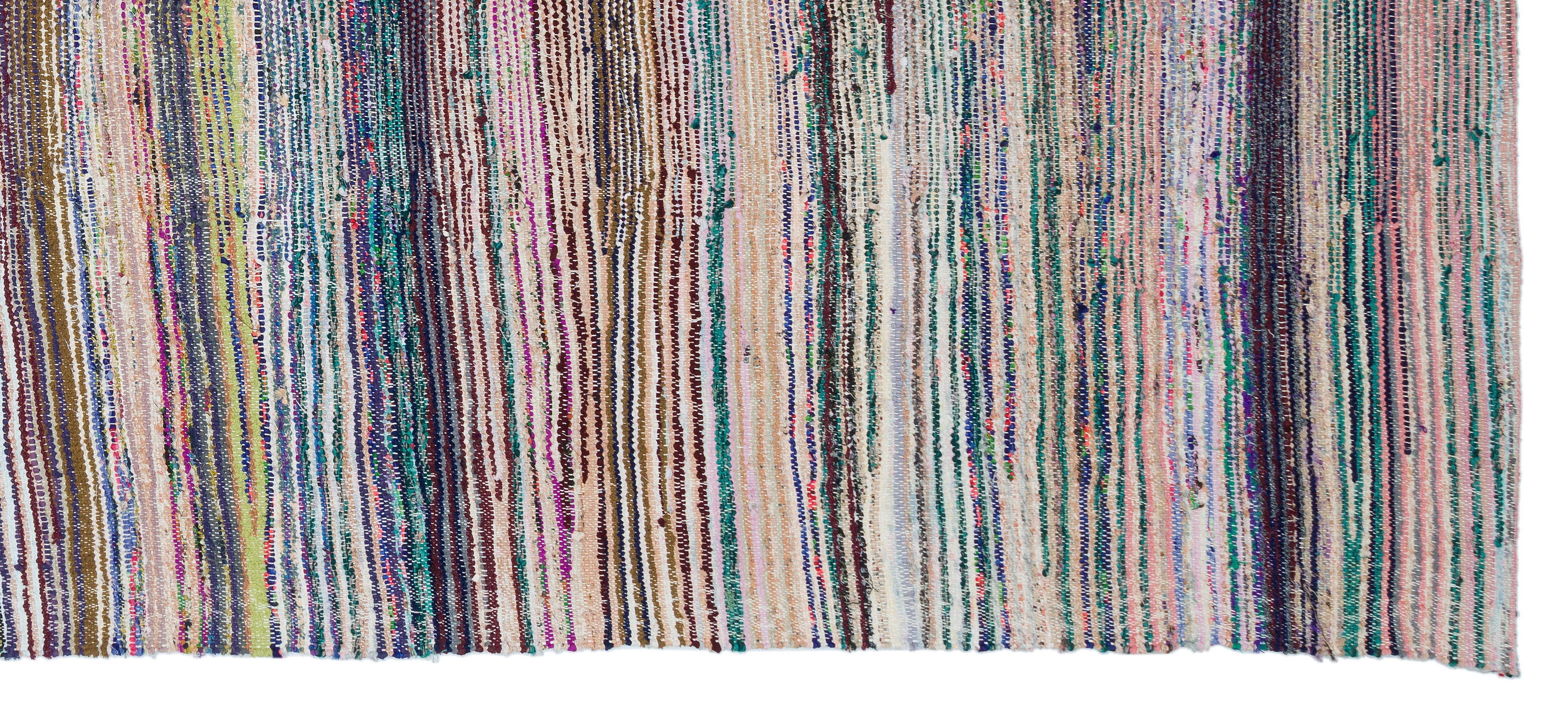 Girit Beige Striped Wool Handmade Area Rug 5'1" x 11'10"