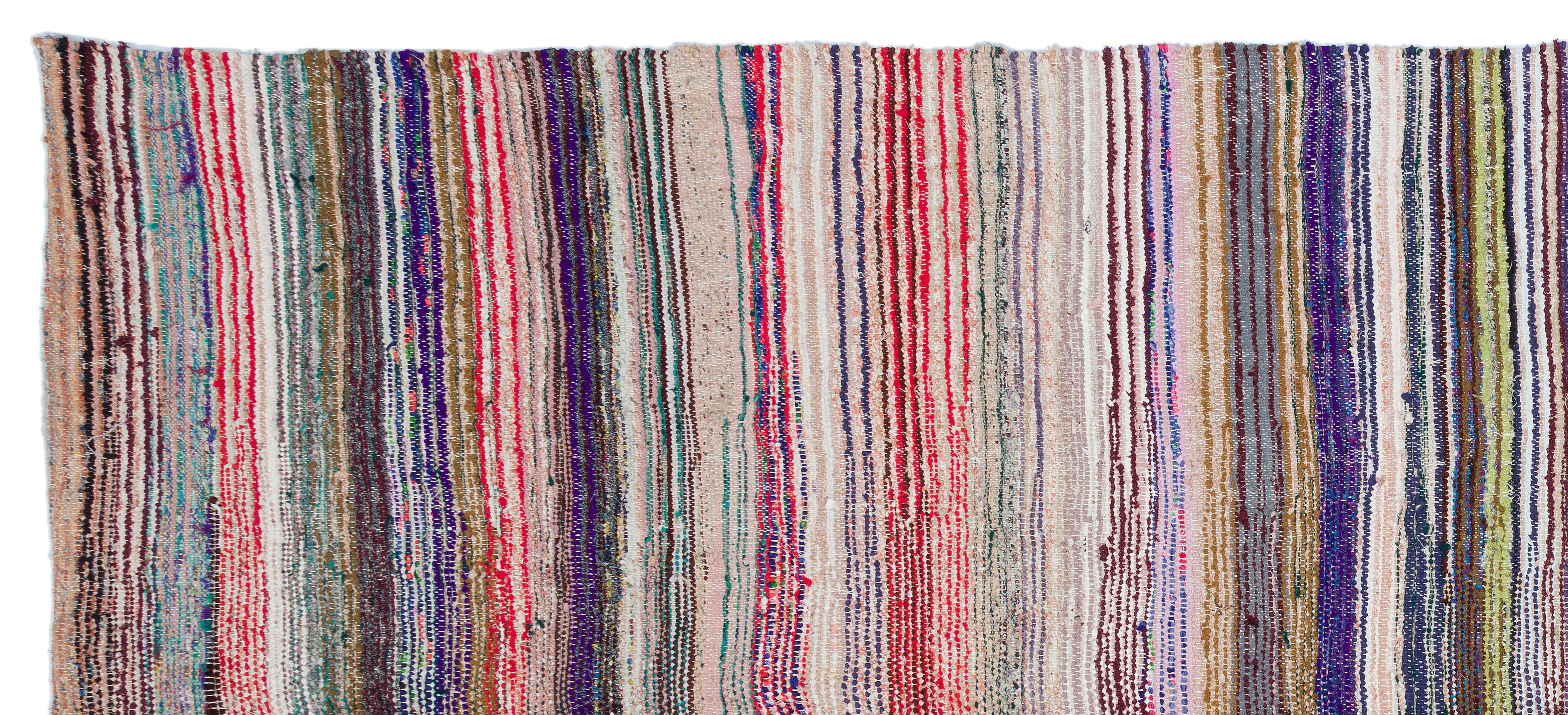 Girit Beige Striped Wool Handmade Area Rug 5'1" x 11'10"