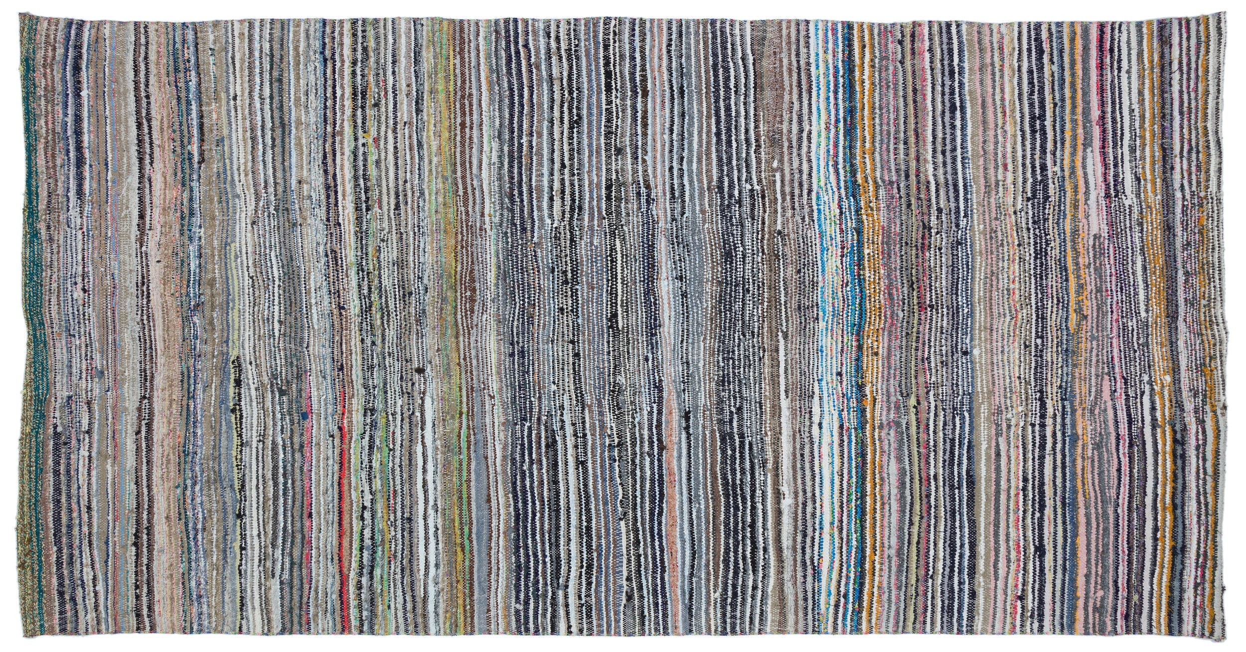 Girit 32154 Beige Striped Wool Handmade Area Rug 5'5" x 10'2"