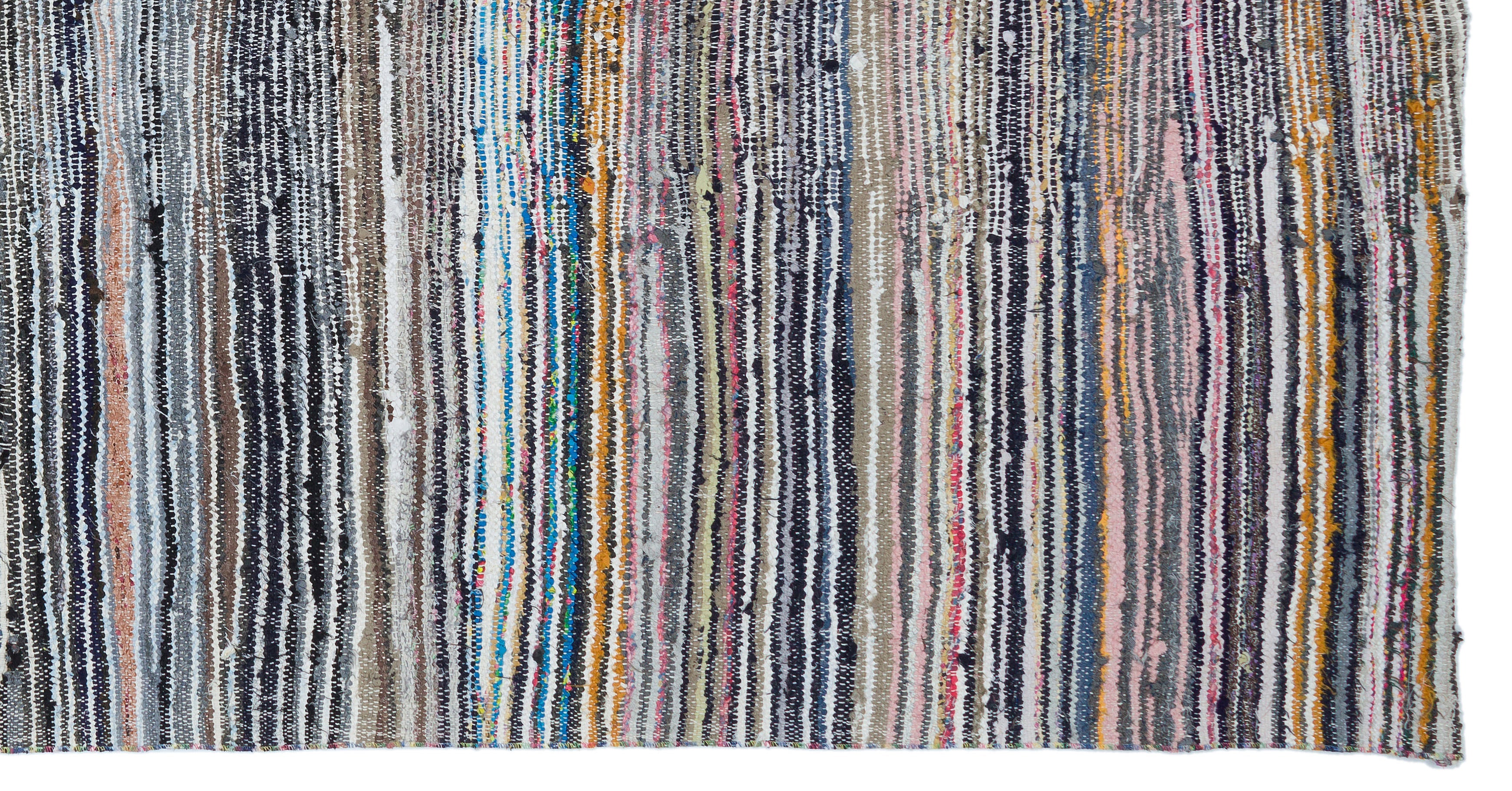 Girit 32154 Beige Striped Wool Handmade Area Rug 5'5" x 10'2"