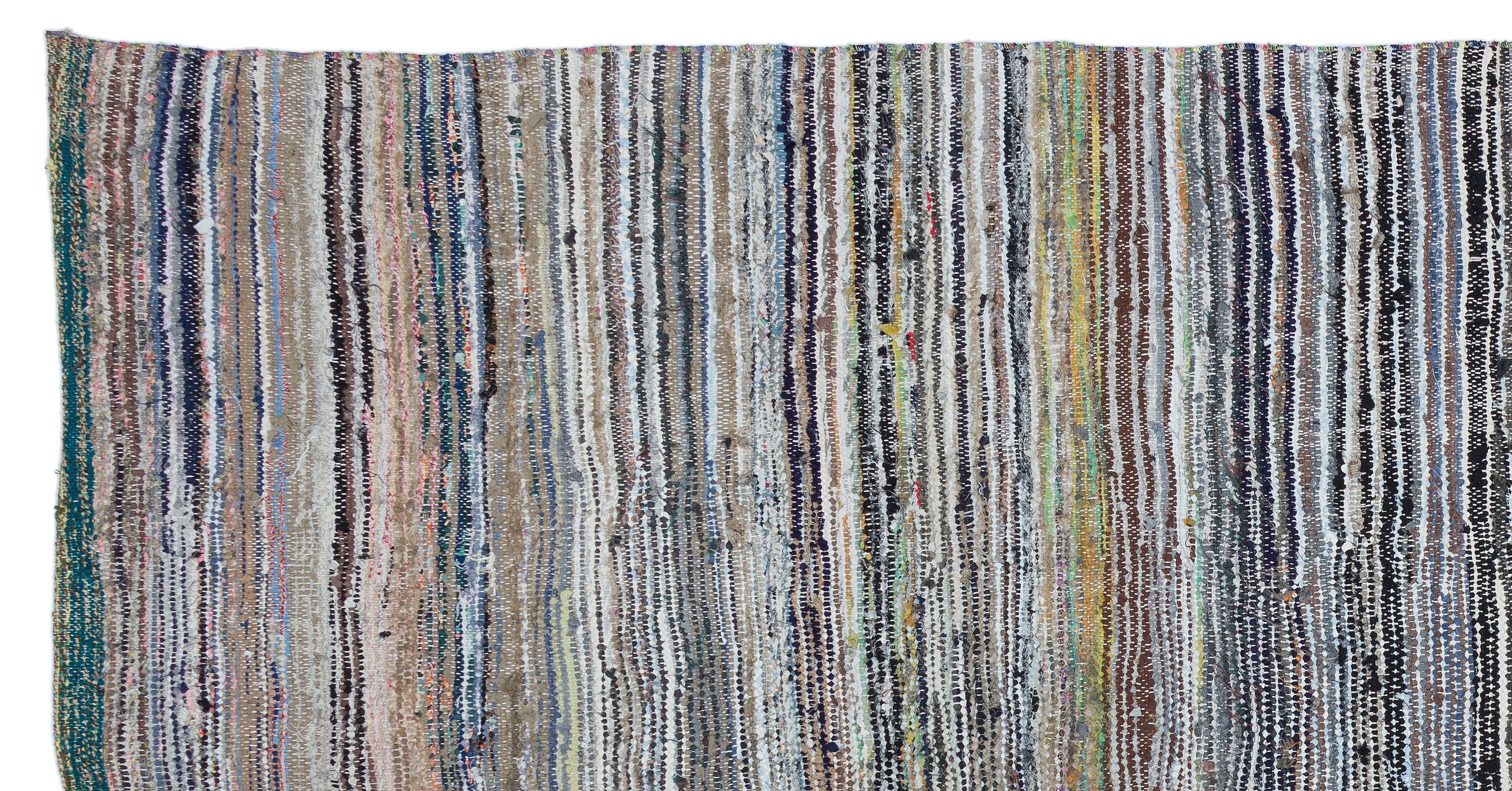 Girit 32154 Beige Striped Wool Handmade Area Rug 5'5" x 10'2"