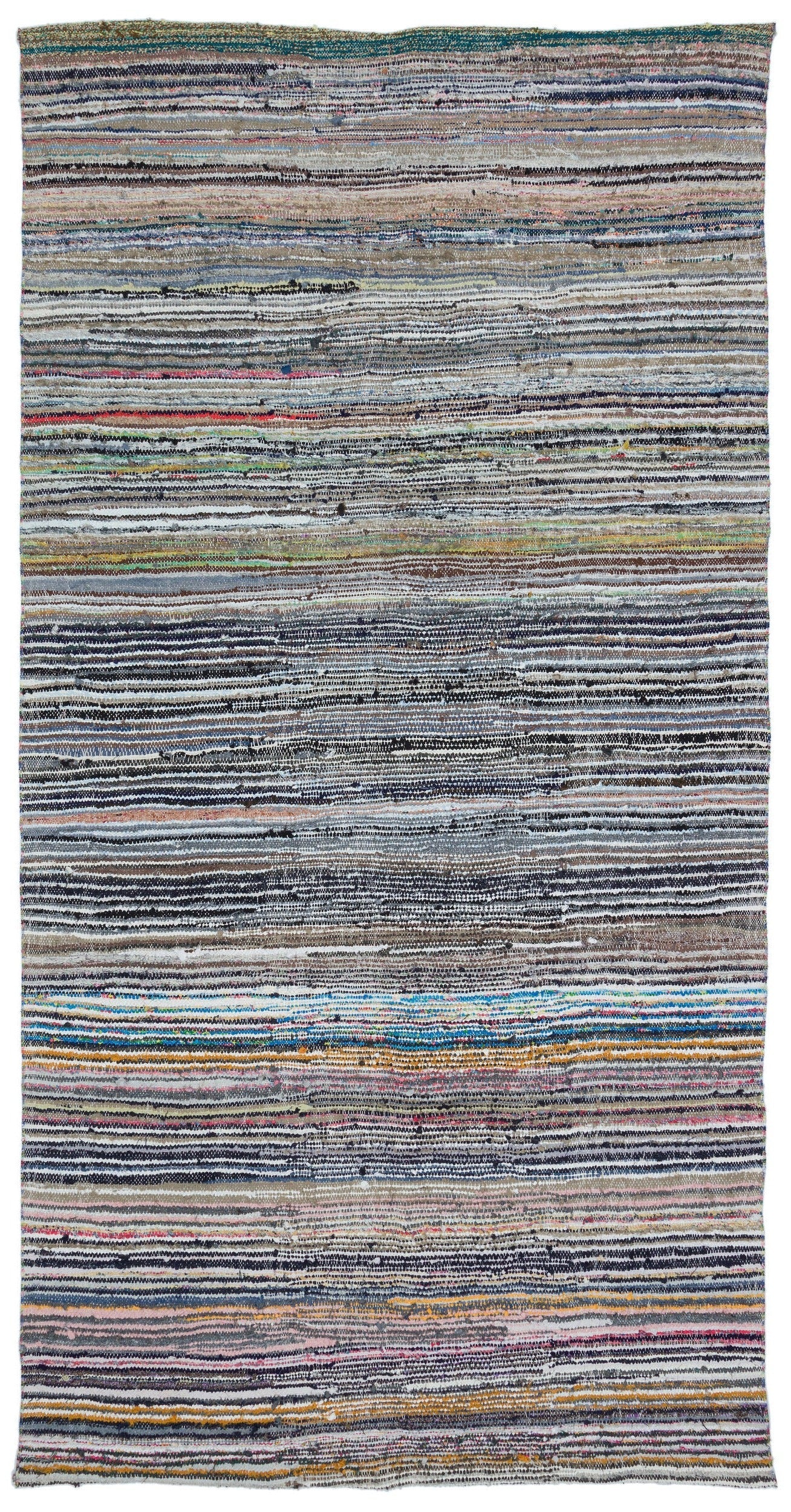 Girit 32154 Beige Striped Wool Handmade Area Rug 5'5" x 10'2"
