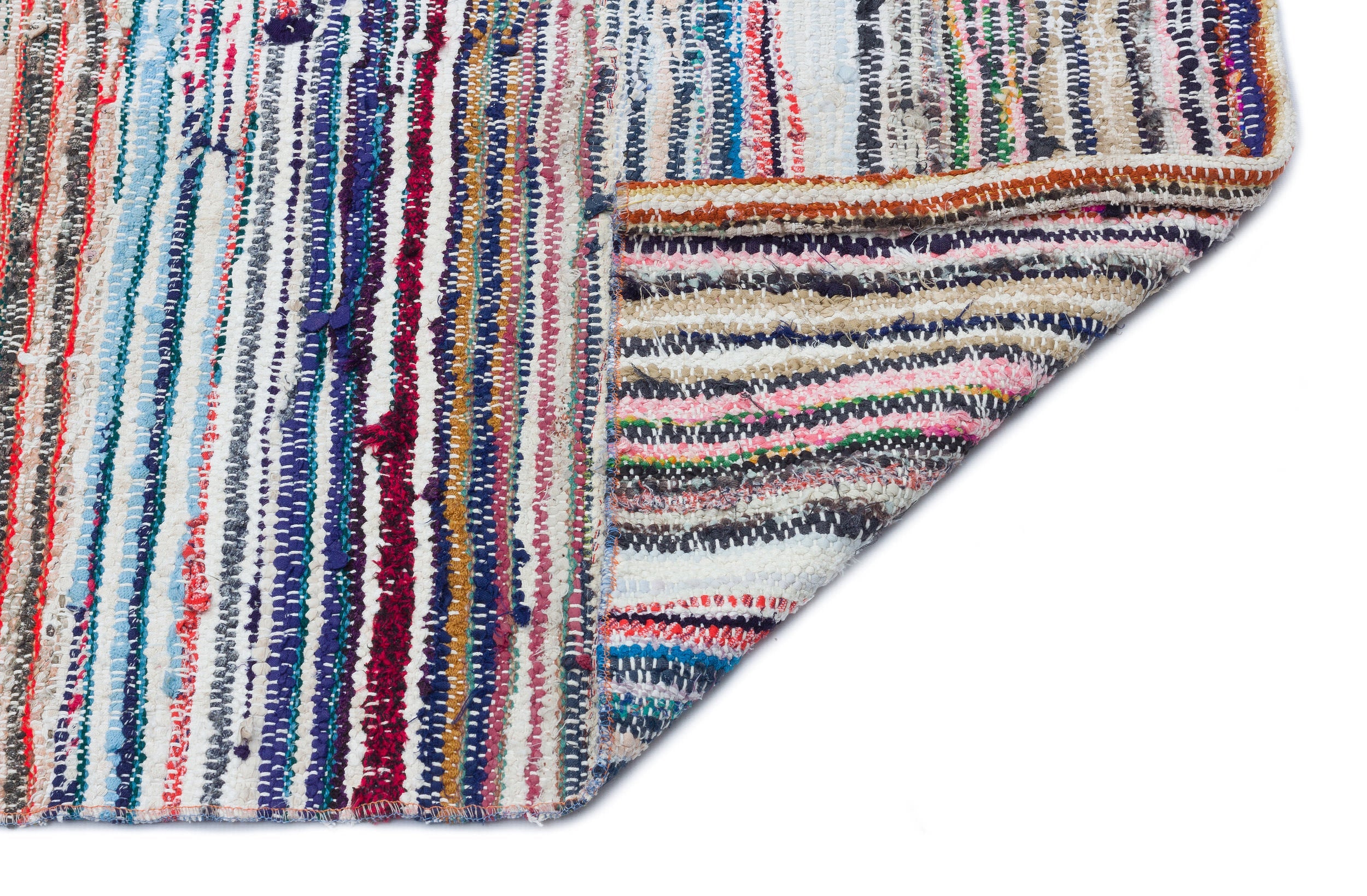 Girit Beige Striped Wool Handmade Area Rug 4'11" x 8'11"